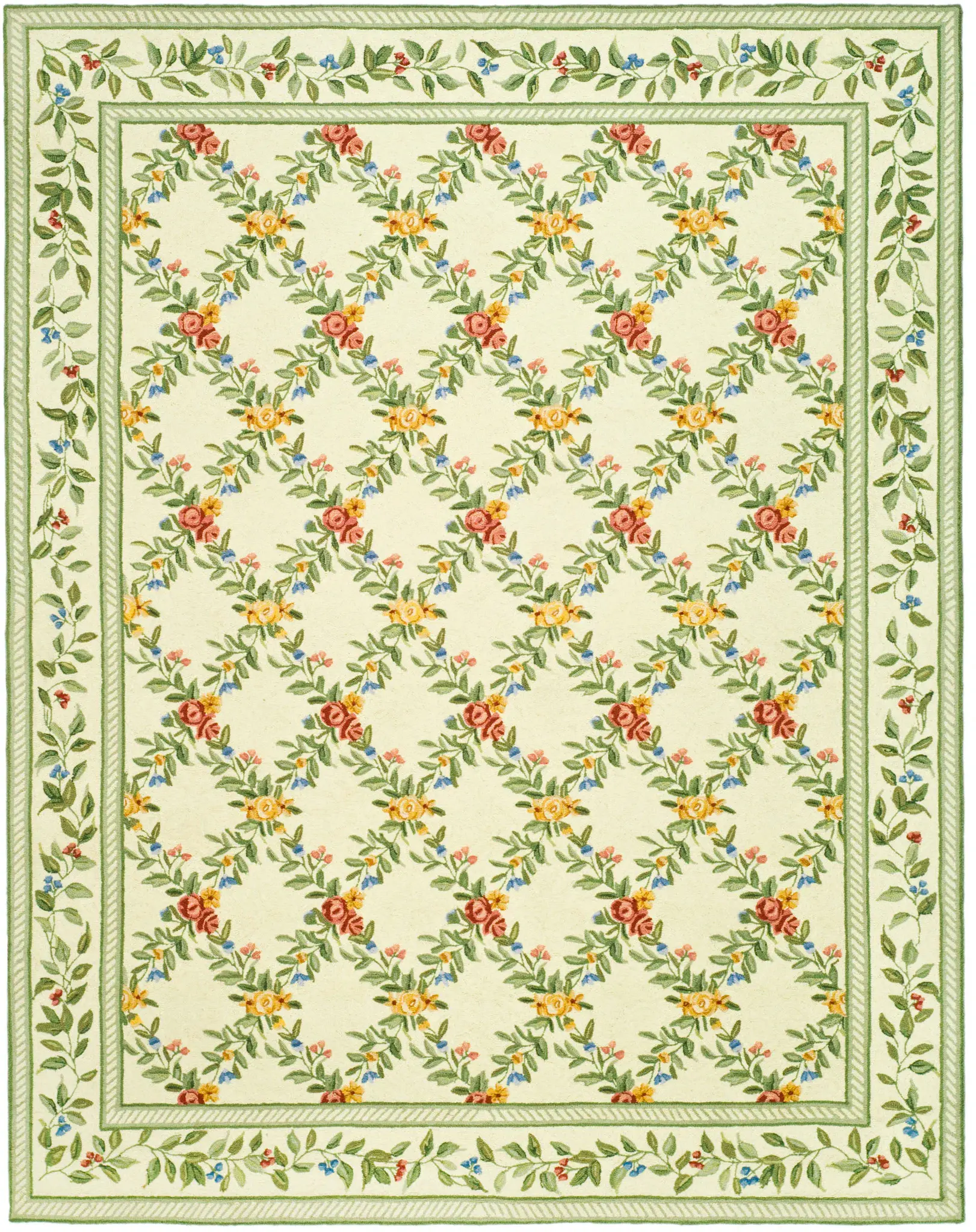 Chelsea Floral Trellis Hand-Hooked Wool Rug