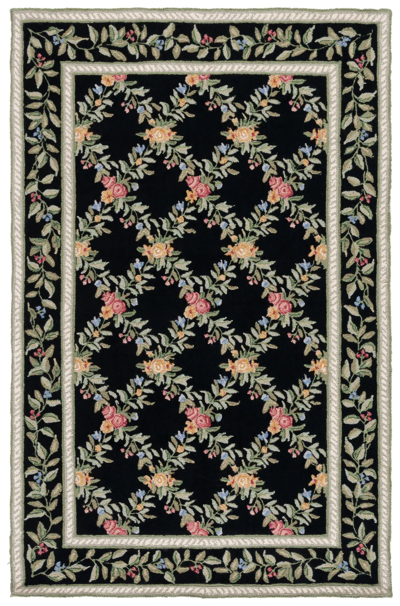 Chelsea Floral Trellis Hand-Hooked Wool Rug