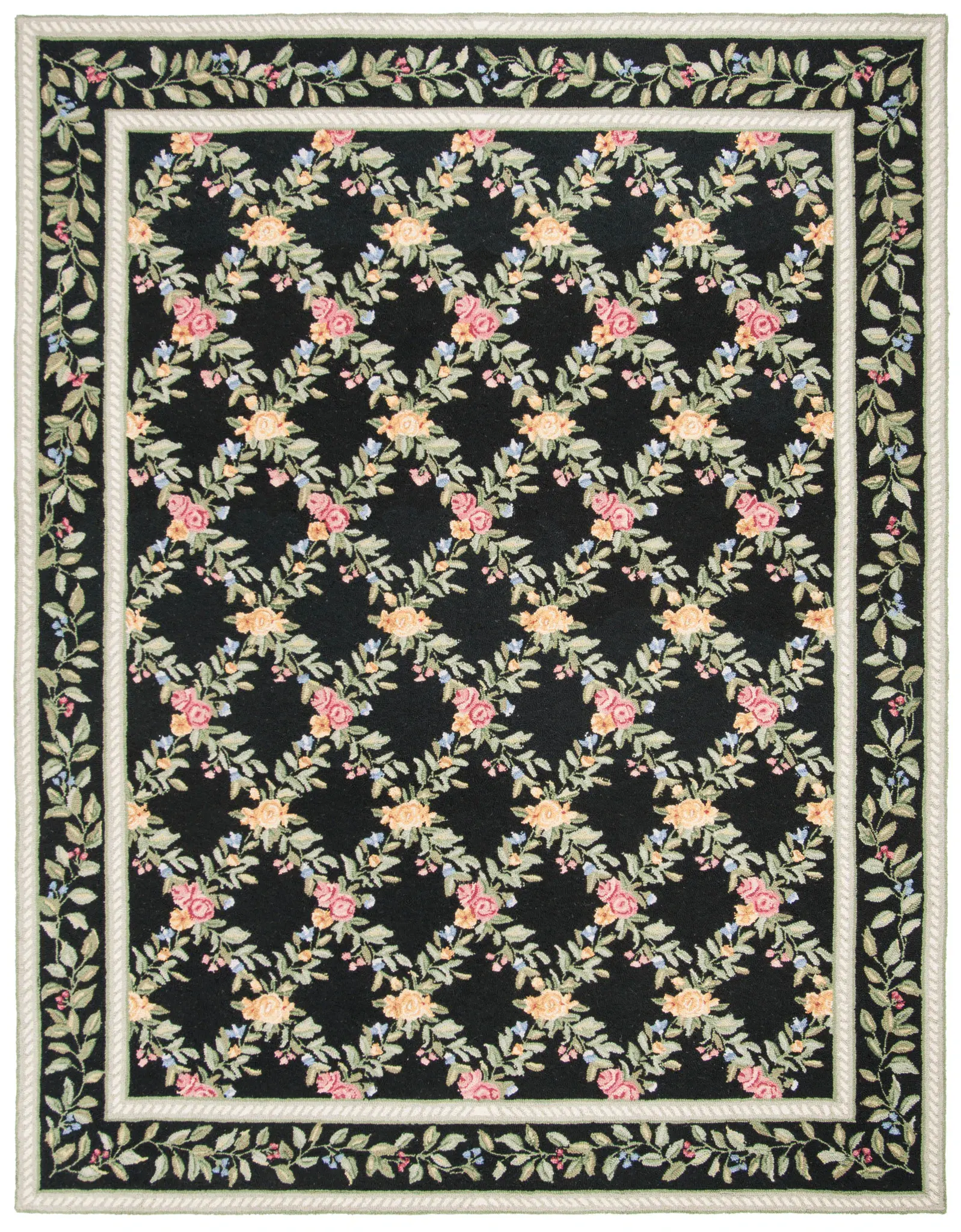Chelsea Floral Trellis Hand-Hooked Wool Rug