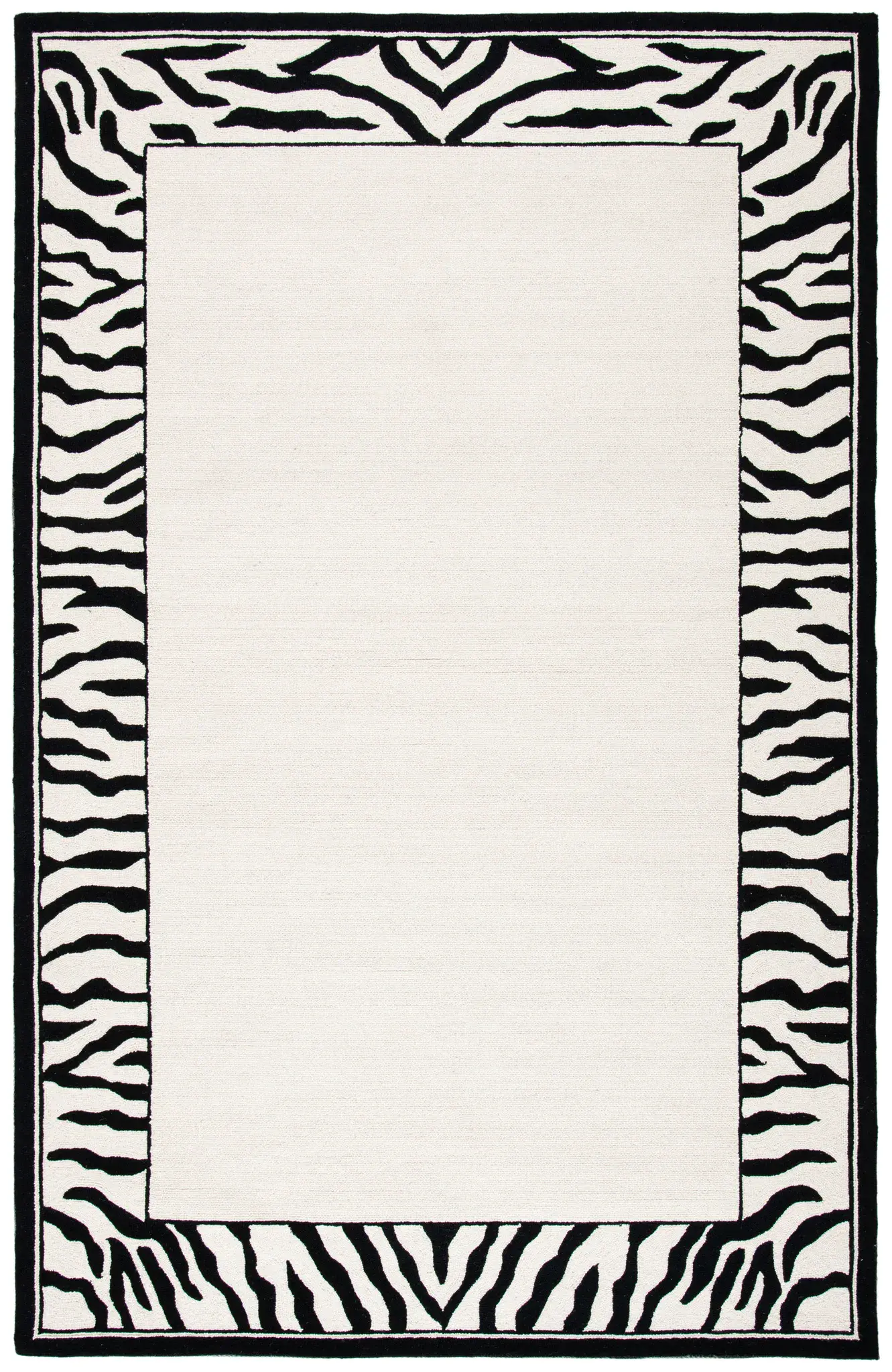 Chelsea Zebra Border Hand-Hooked Wool Rug