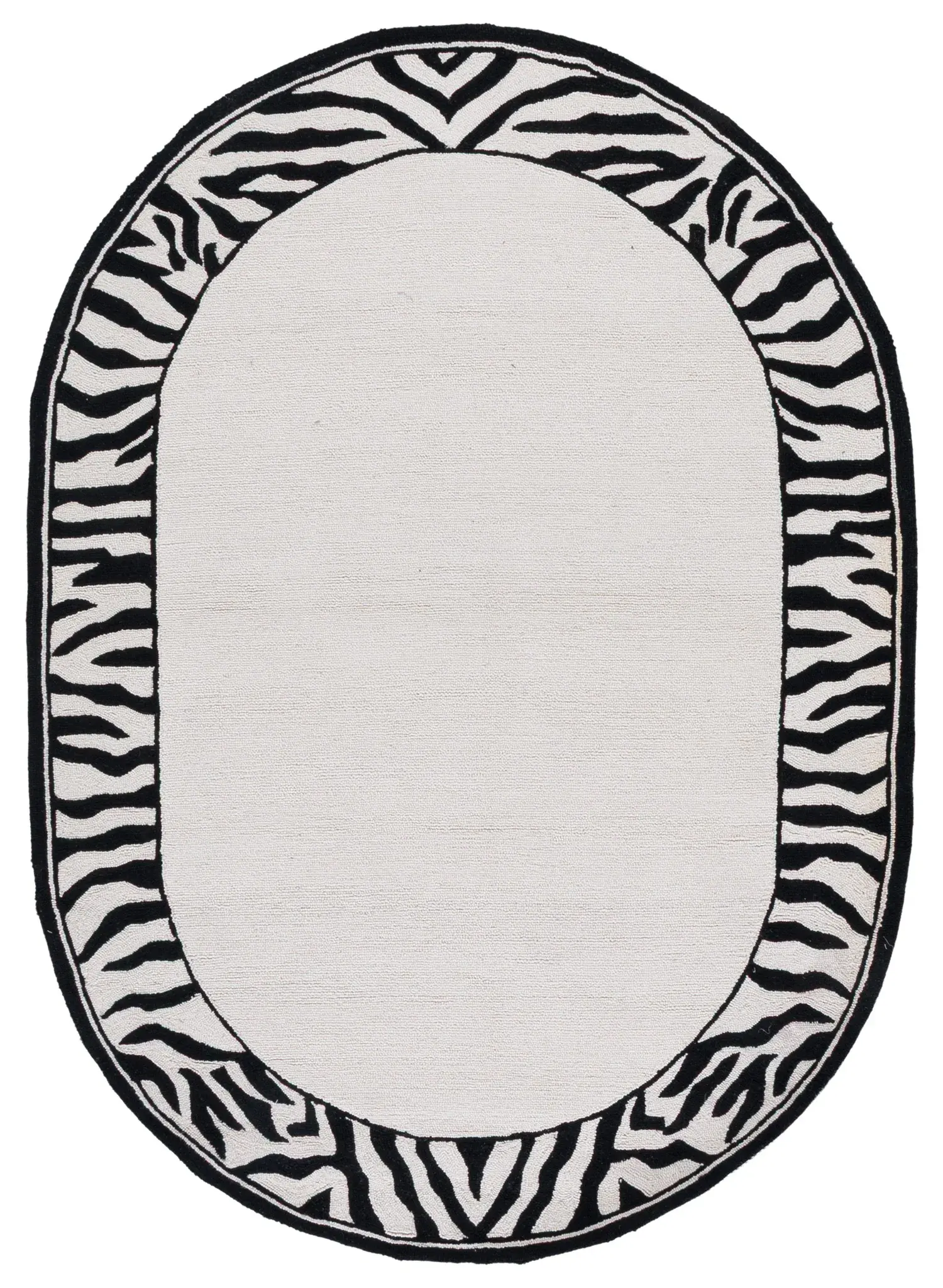 Chelsea Zebra Border Hand-Hooked Wool Rug