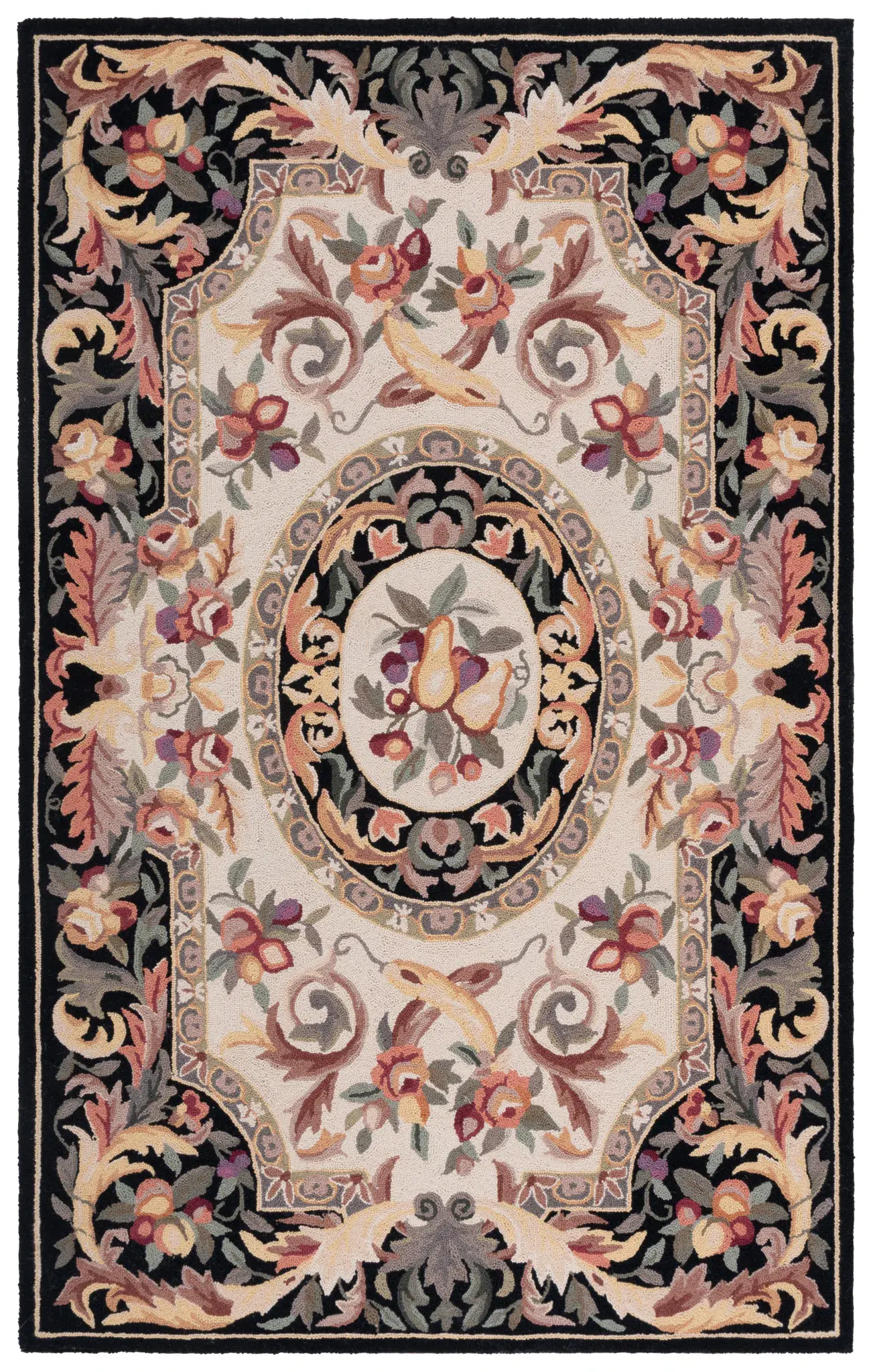 Chelsea Fruit Medallion Hand-Hooked Wool Rug
