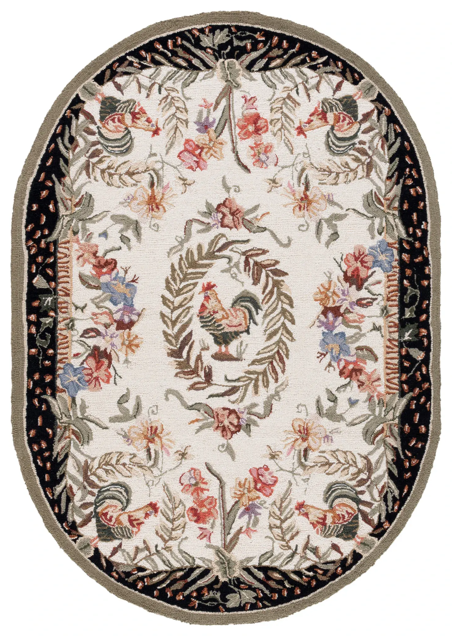 Chelsea Rooster And Floral Hand-Hooked Wool Rug