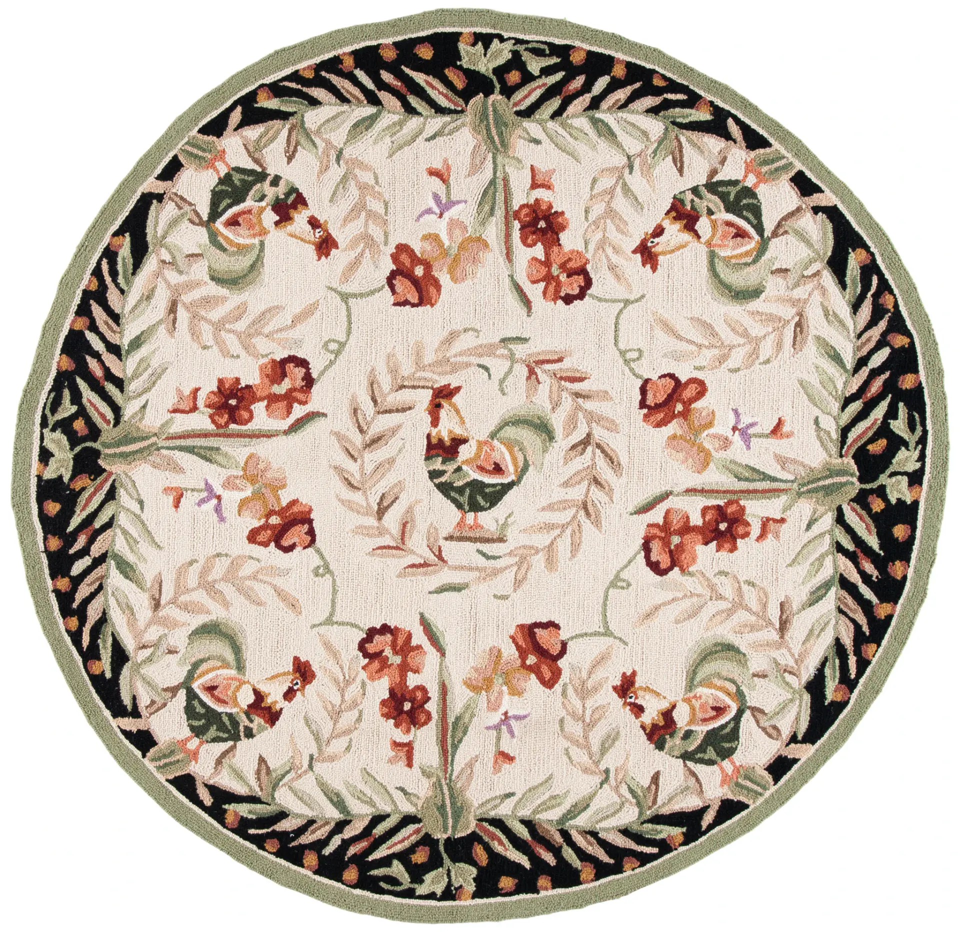 Chelsea Rooster And Floral Hand-Hooked Wool Rug