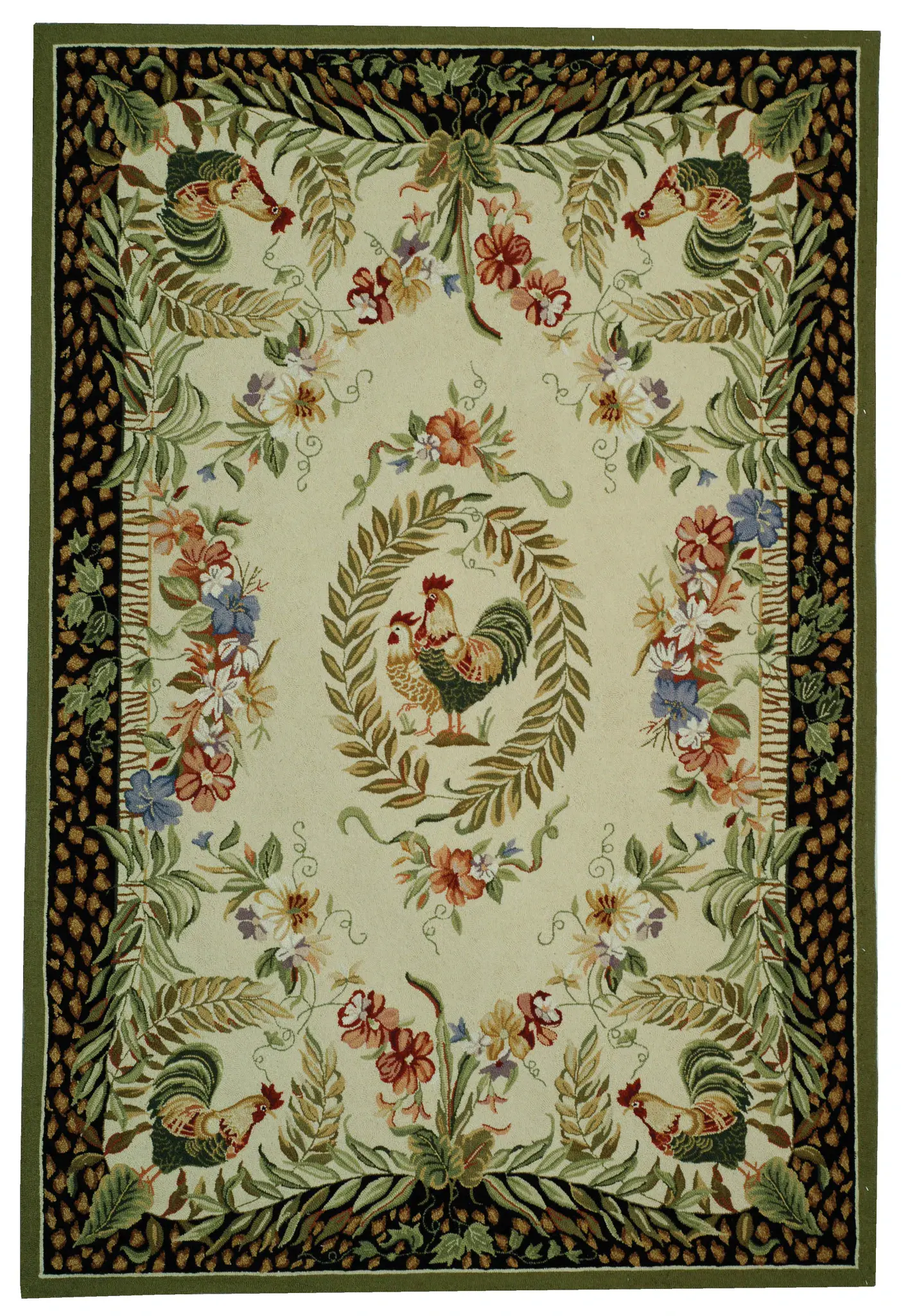 Chelsea Rooster And Floral Hand-Hooked Wool Rug