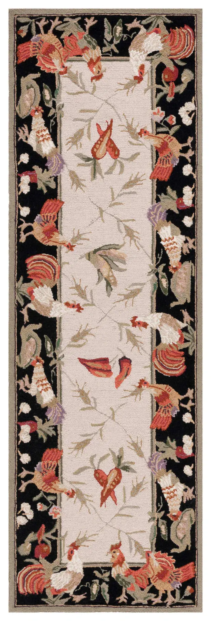 Chelsea Rooster Border Hand-Hooked Wool Rug