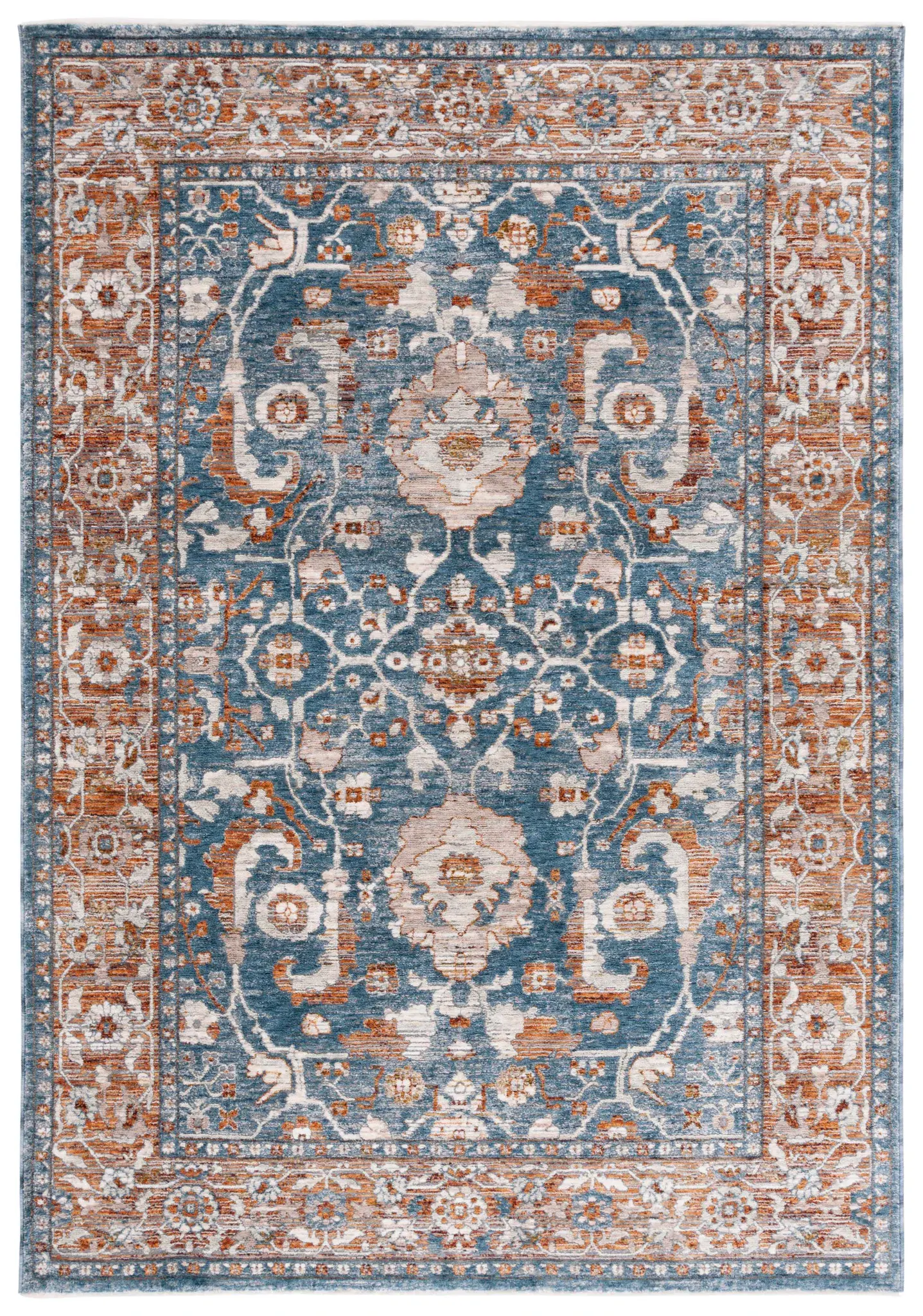 Heirloom Distressed Floral Border Rug