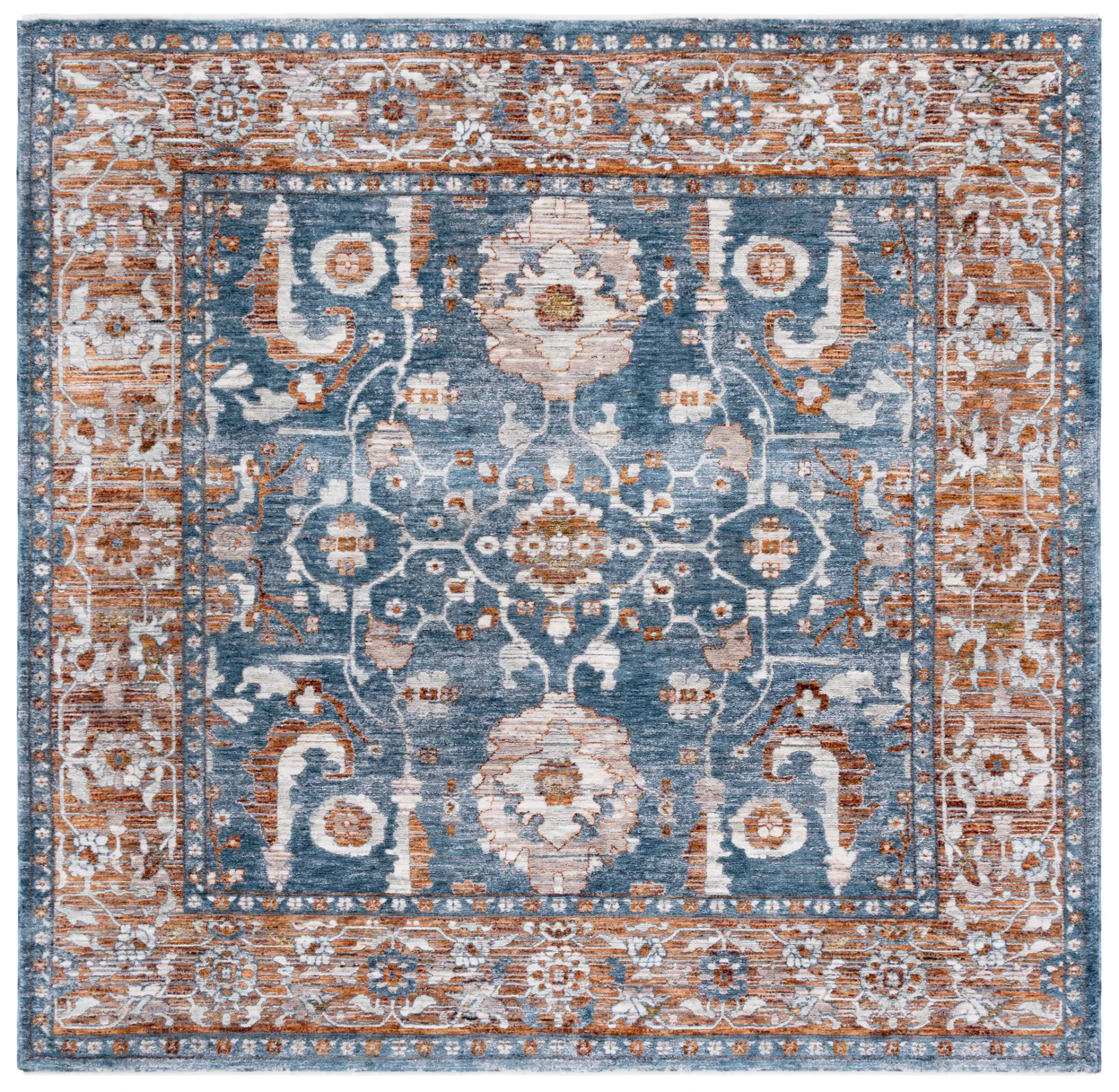 Heirloom Distressed Floral Border Rug
