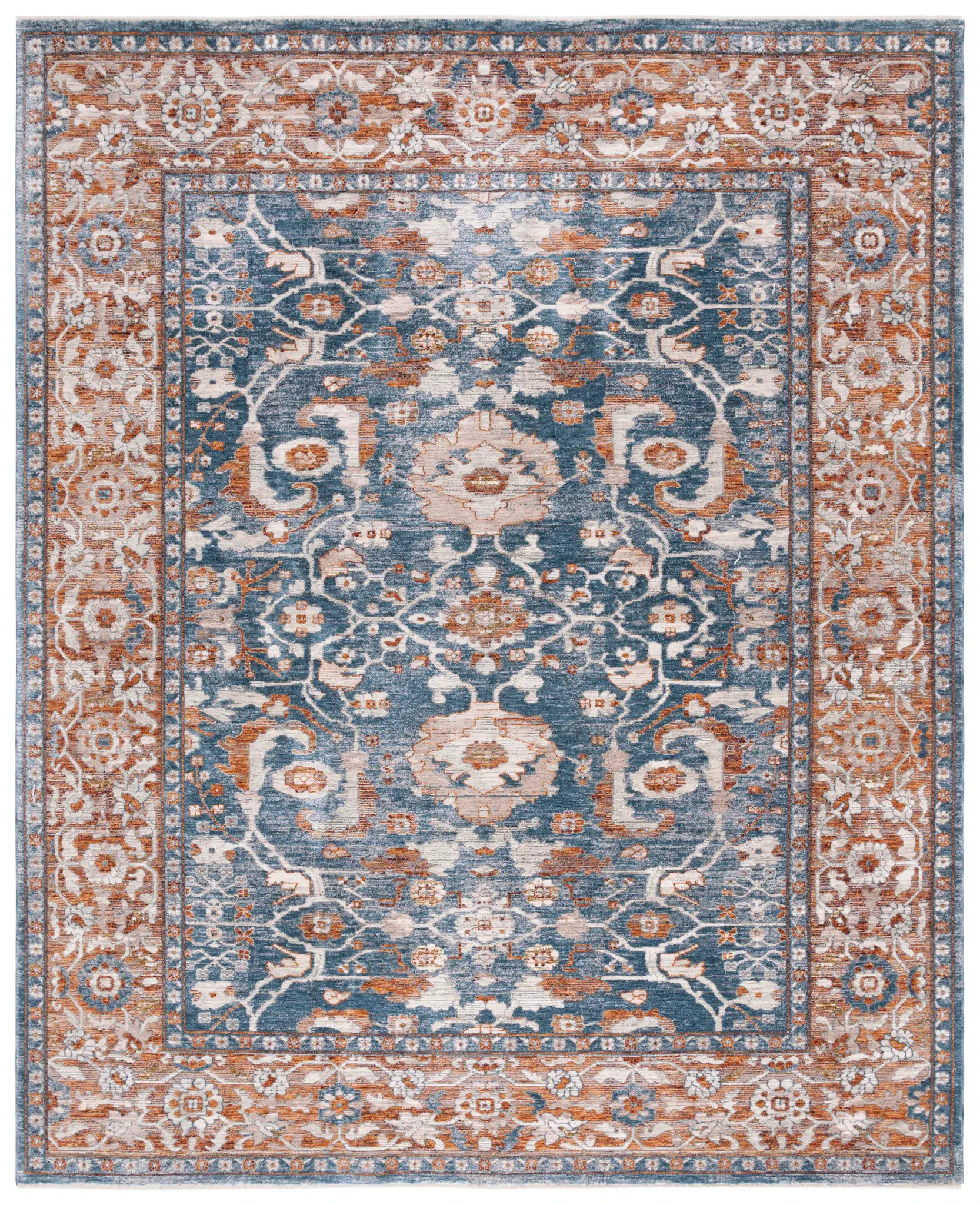 Heirloom Distressed Floral Border Rug