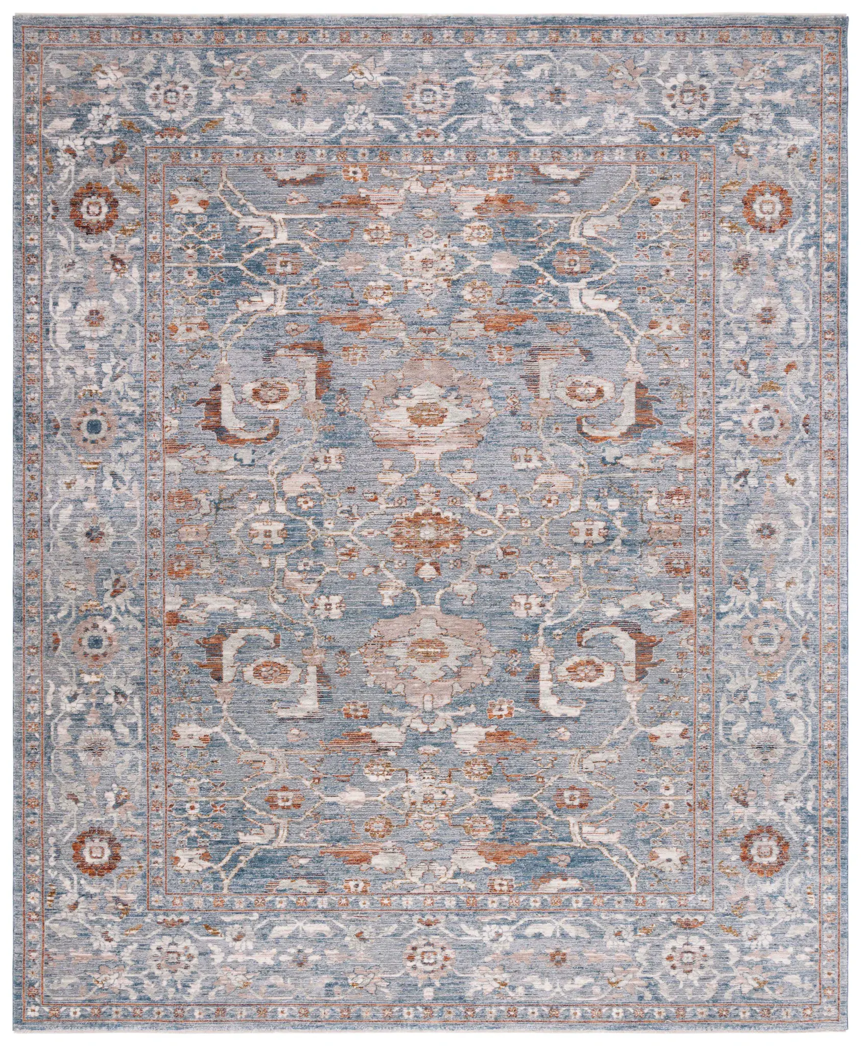 Heirloom Distressed Floral Bordered Rug