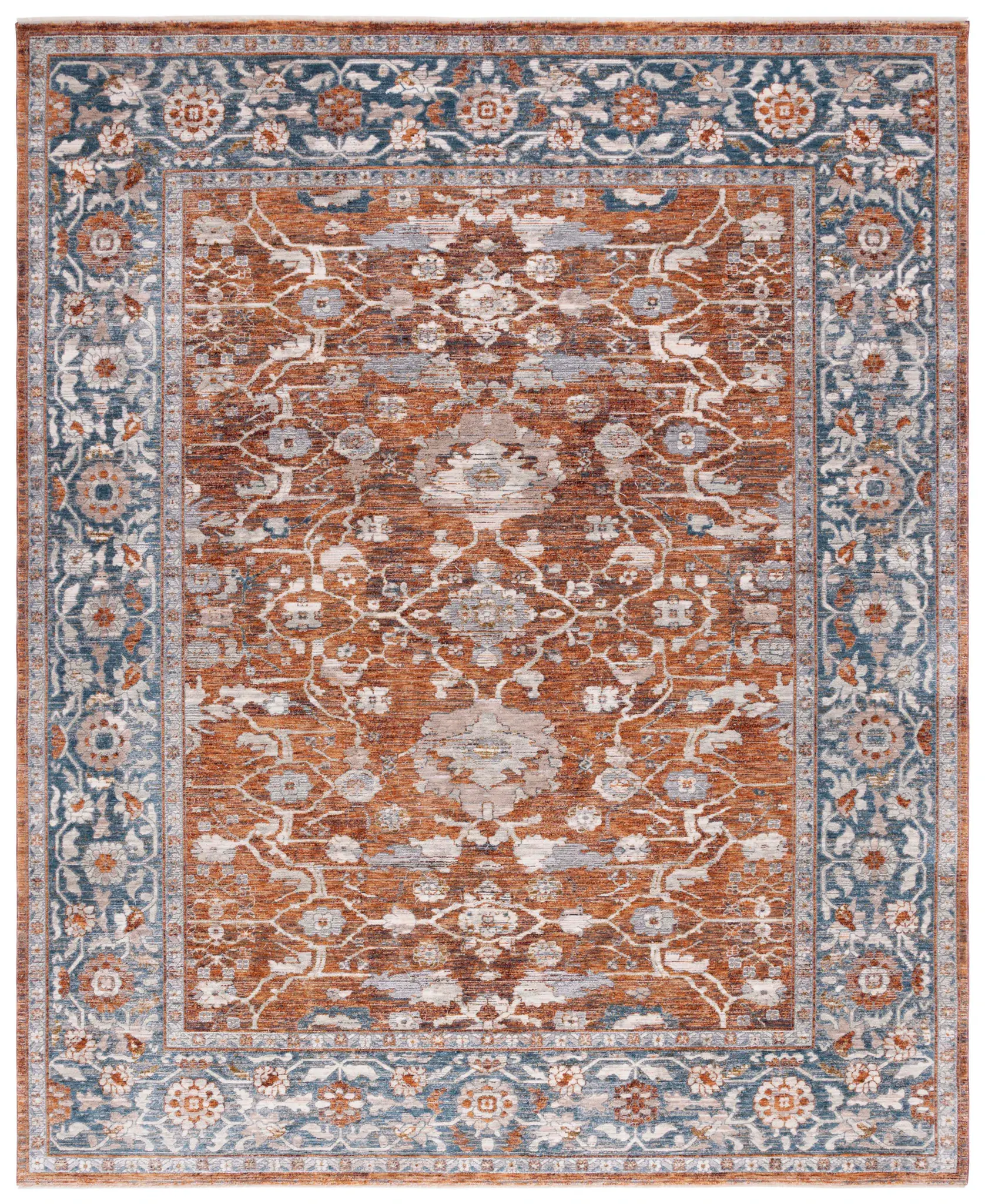 Heirloom Distressed Floral Border Rug