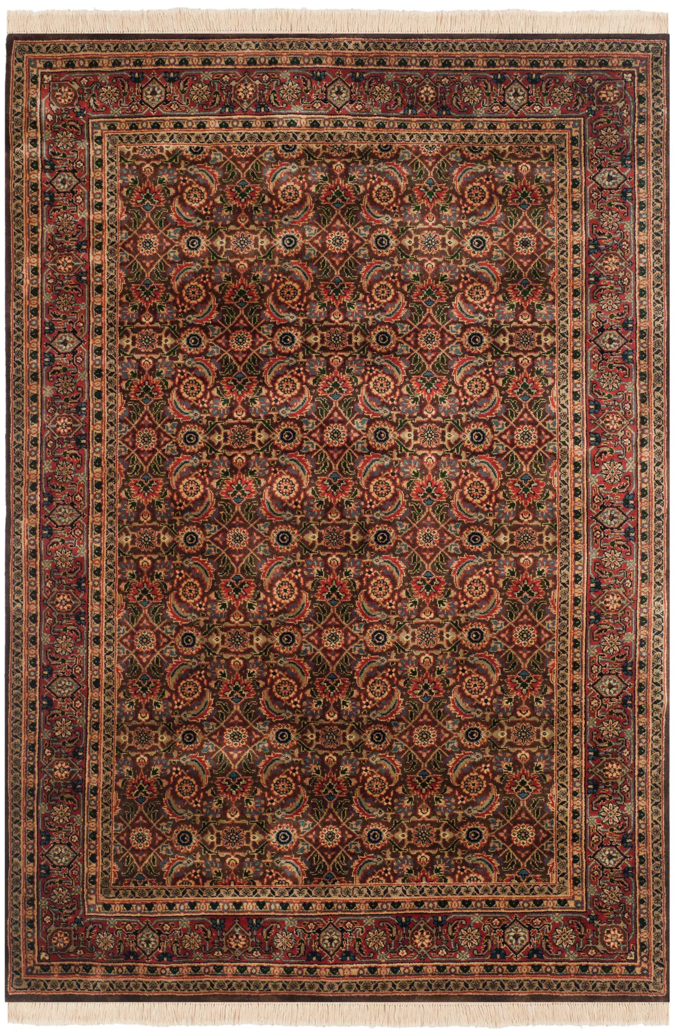 Herati Classic Floral Bordered Hand-Knotted Wool Rug