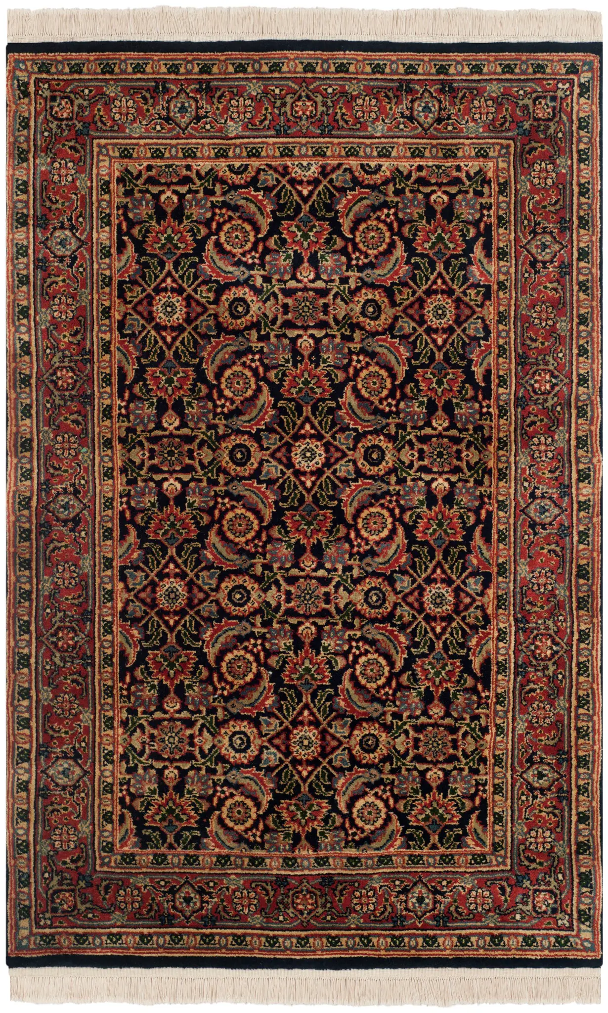 Herati Floral Bordered Hand-Knotted Wool Rug