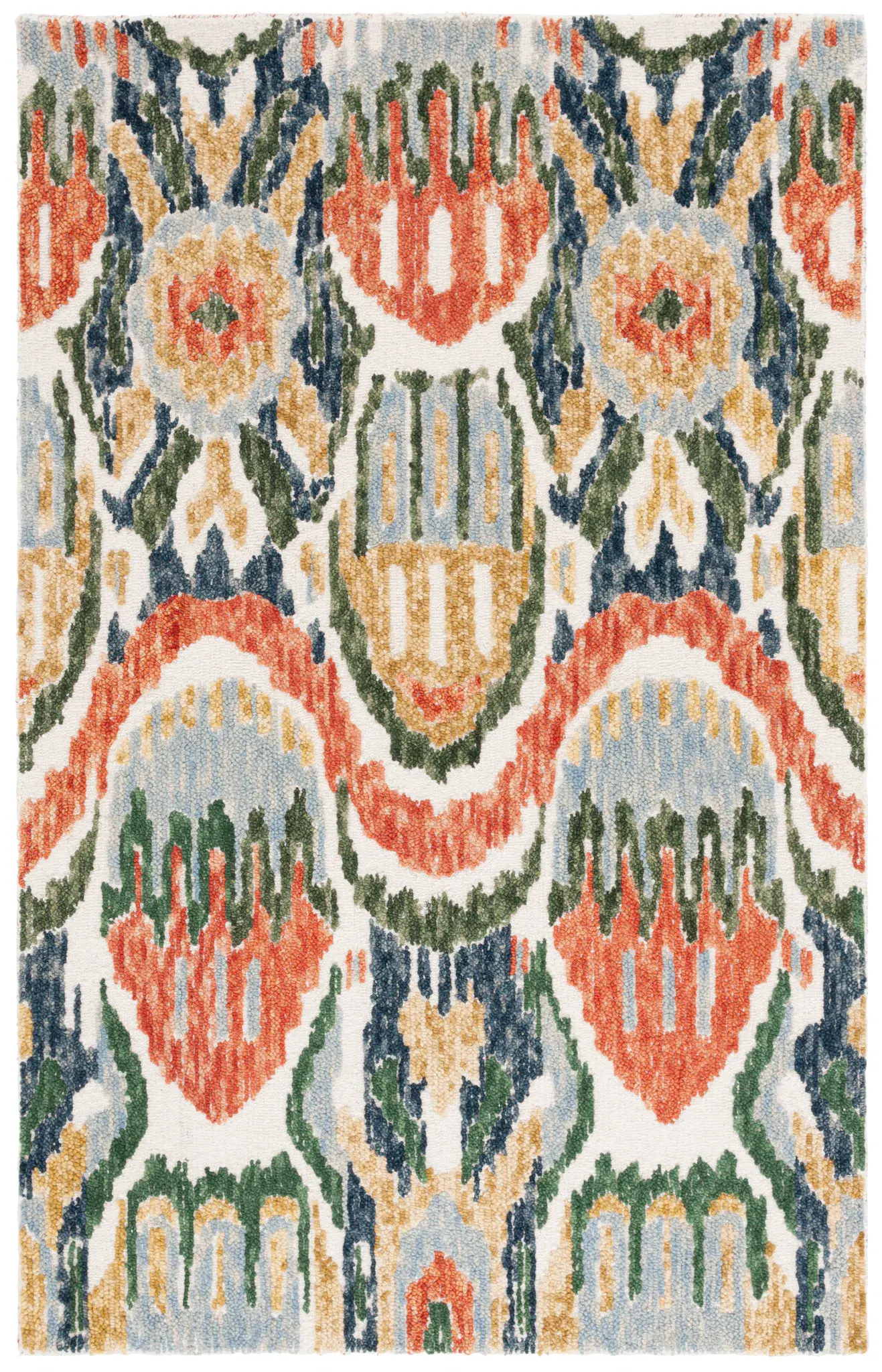 Ikat Bohemian Arch Ogee Hand-Tufted Wool Rug