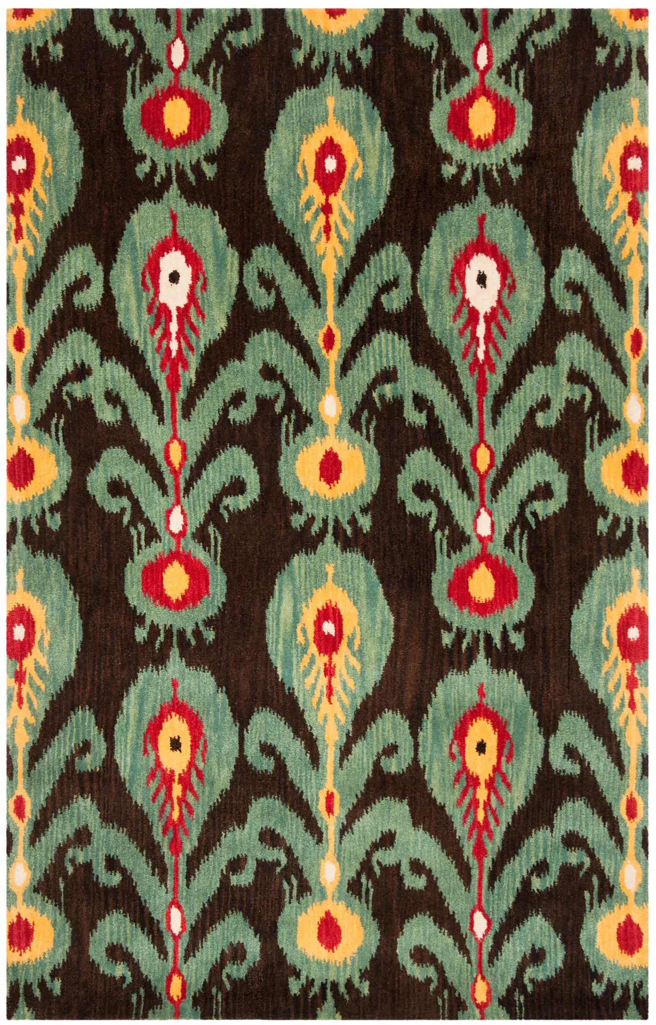 Ikat Bohemian Floral Hand-Tufted Wool Rug