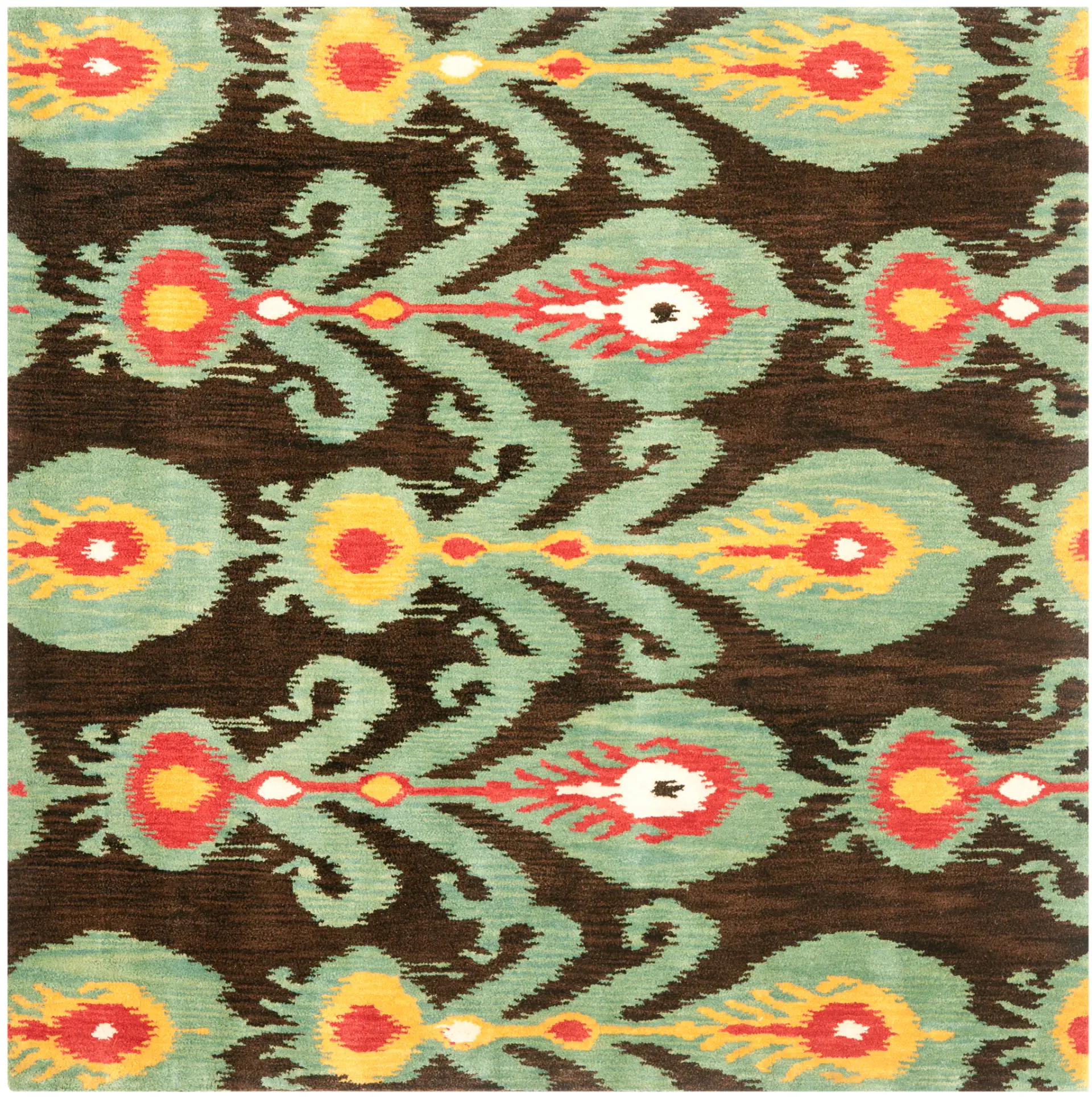 Ikat Bohemian Floral Hand-Tufted Wool Rug