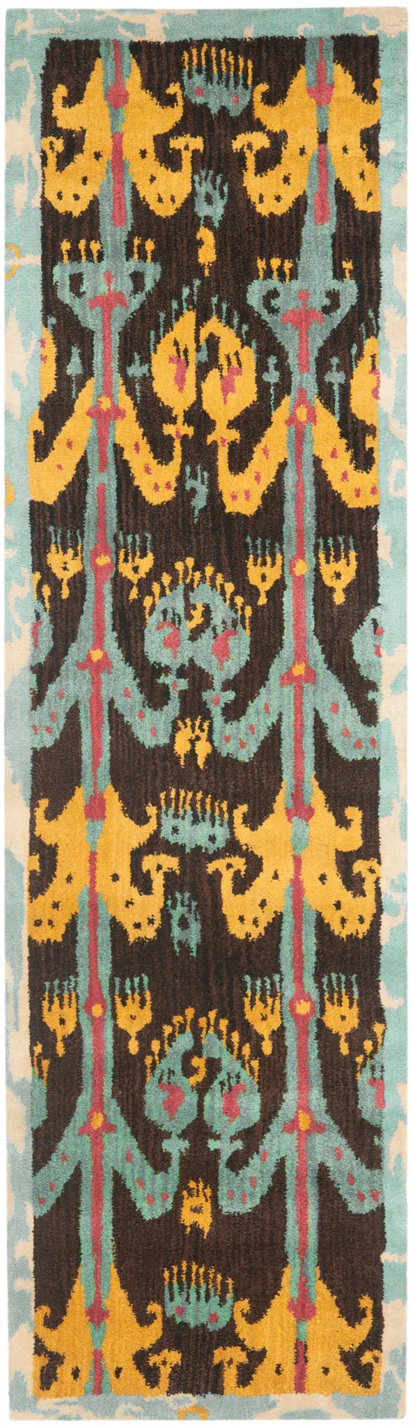 Ikat Bohemian Abstract Column Hand-Tufted Wool Rug