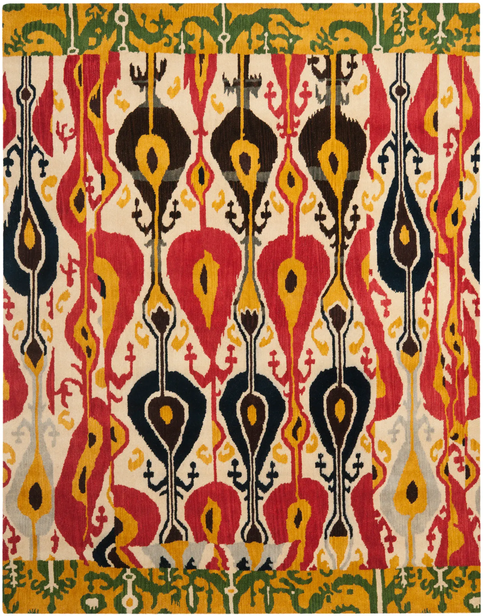 Ikat Bohemian Flame Hand-Tufted Wool Rug