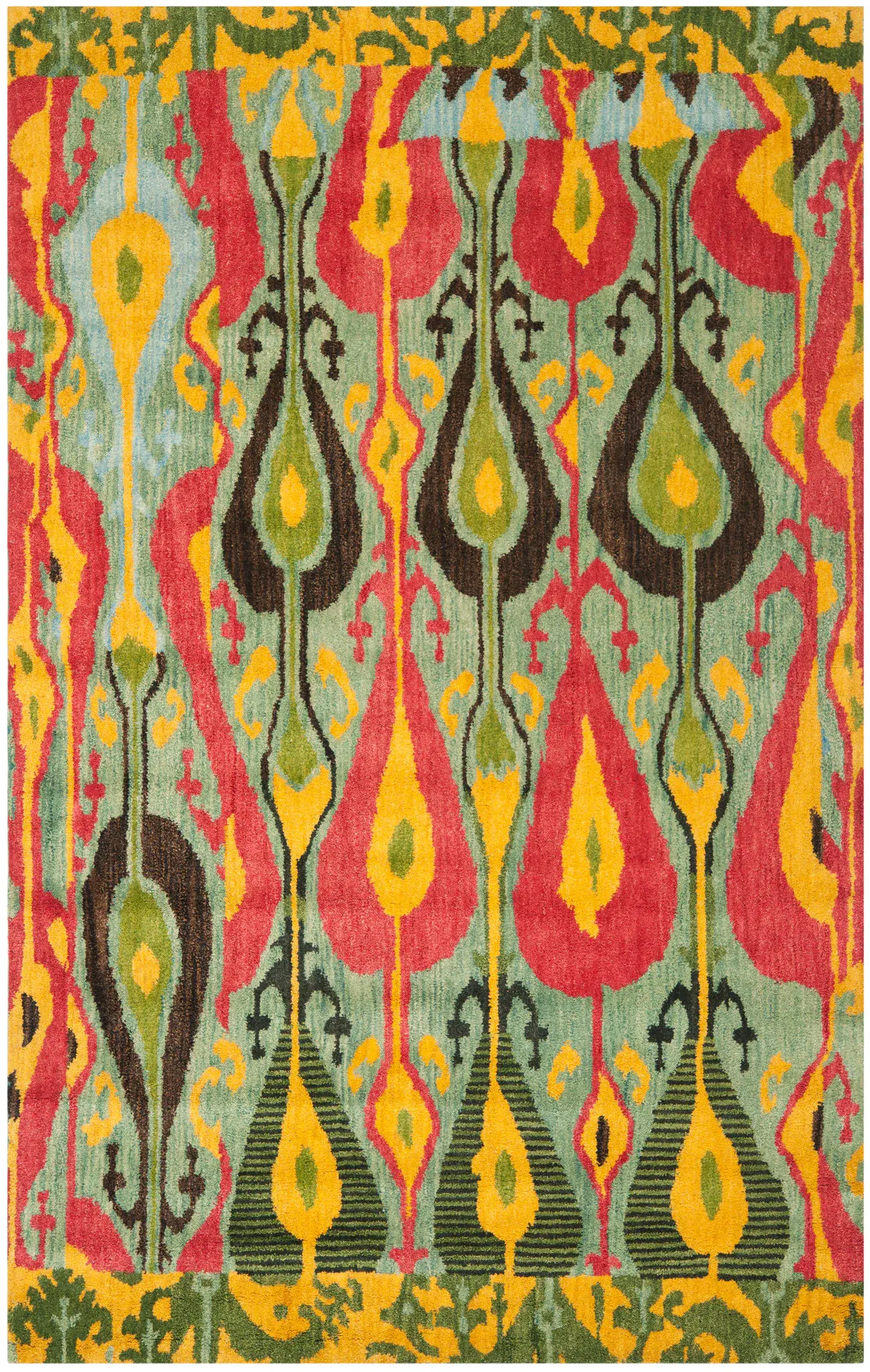 Ikat Bohemian Flame Hand-Tufted Wool Rug