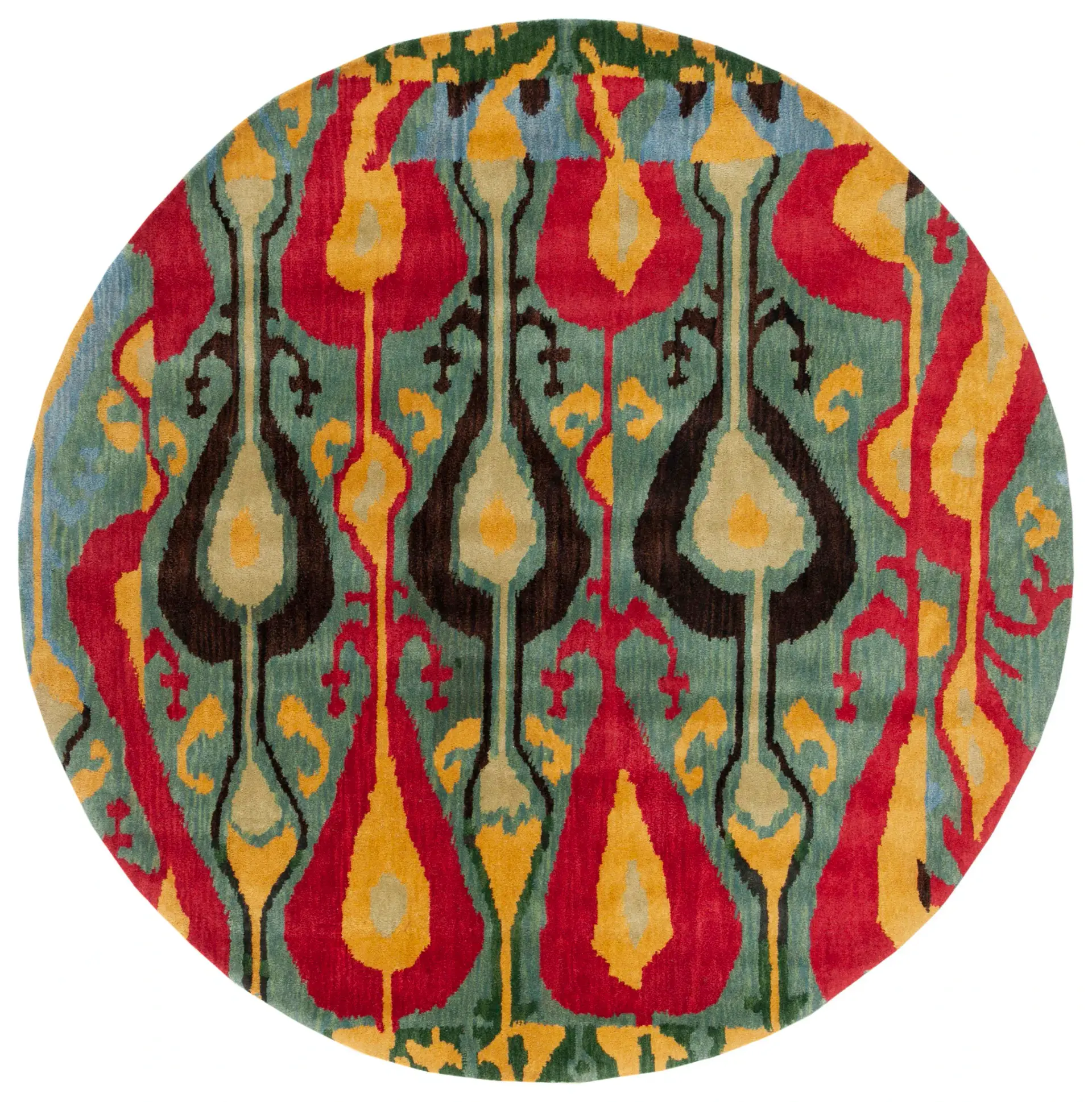 Ikat Bohemian Flame Hand-Tufted Wool Rug