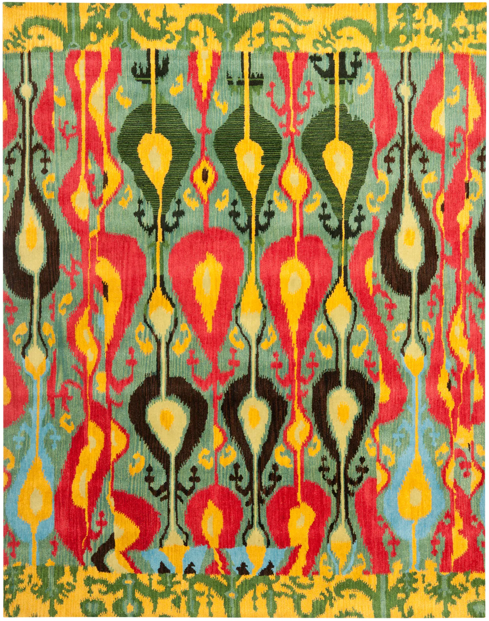 Ikat Bohemian Flame Hand-Tufted Wool Rug