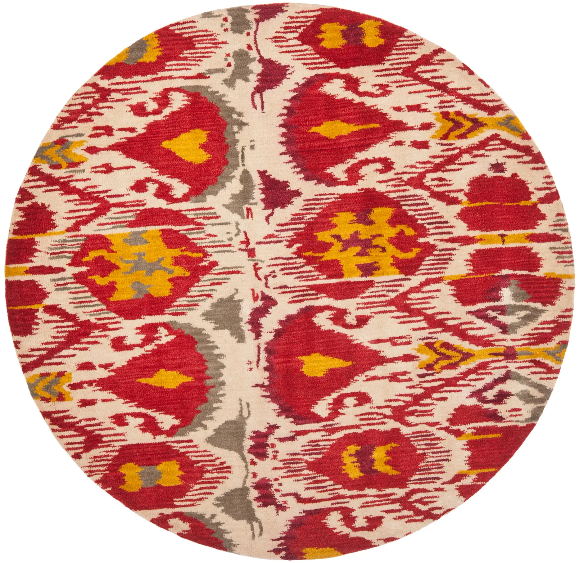Ikat Bohemian Feathered Medallion Hand-Tufted Wool Rug