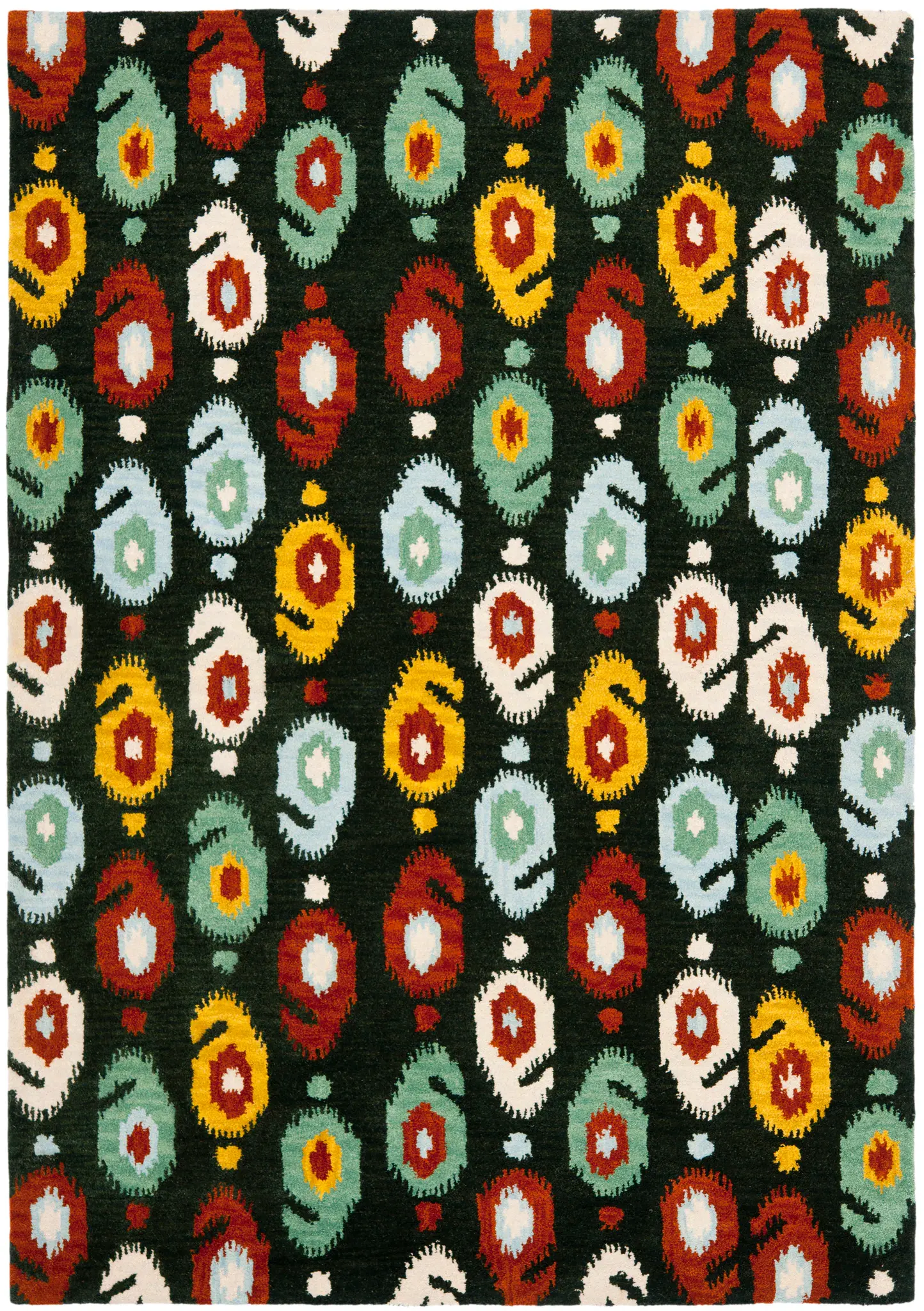 Ikat Bohemian Paisley Hand-Tufted Wool Rug