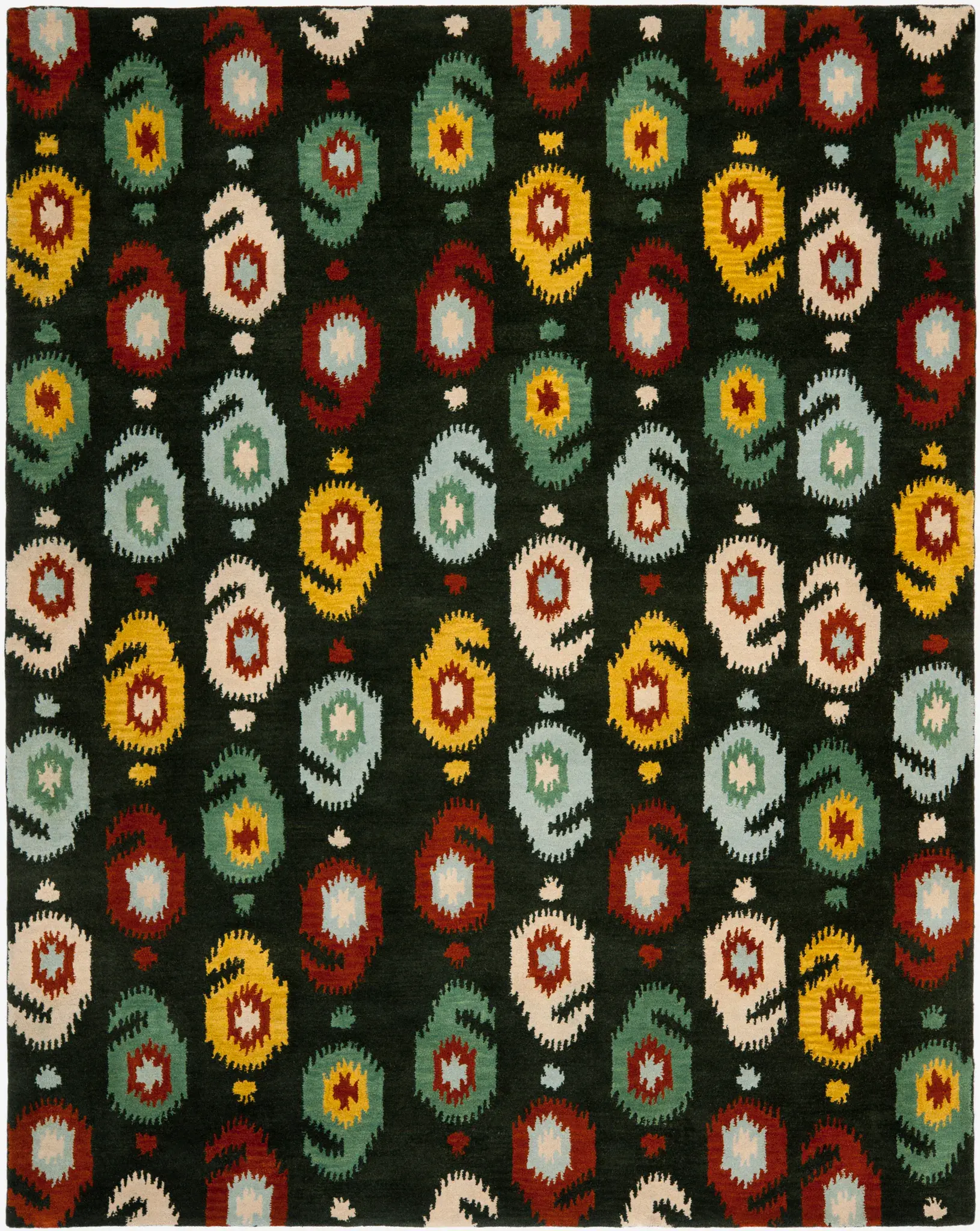 Ikat Bohemian Paisley Hand-Tufted Wool Rug