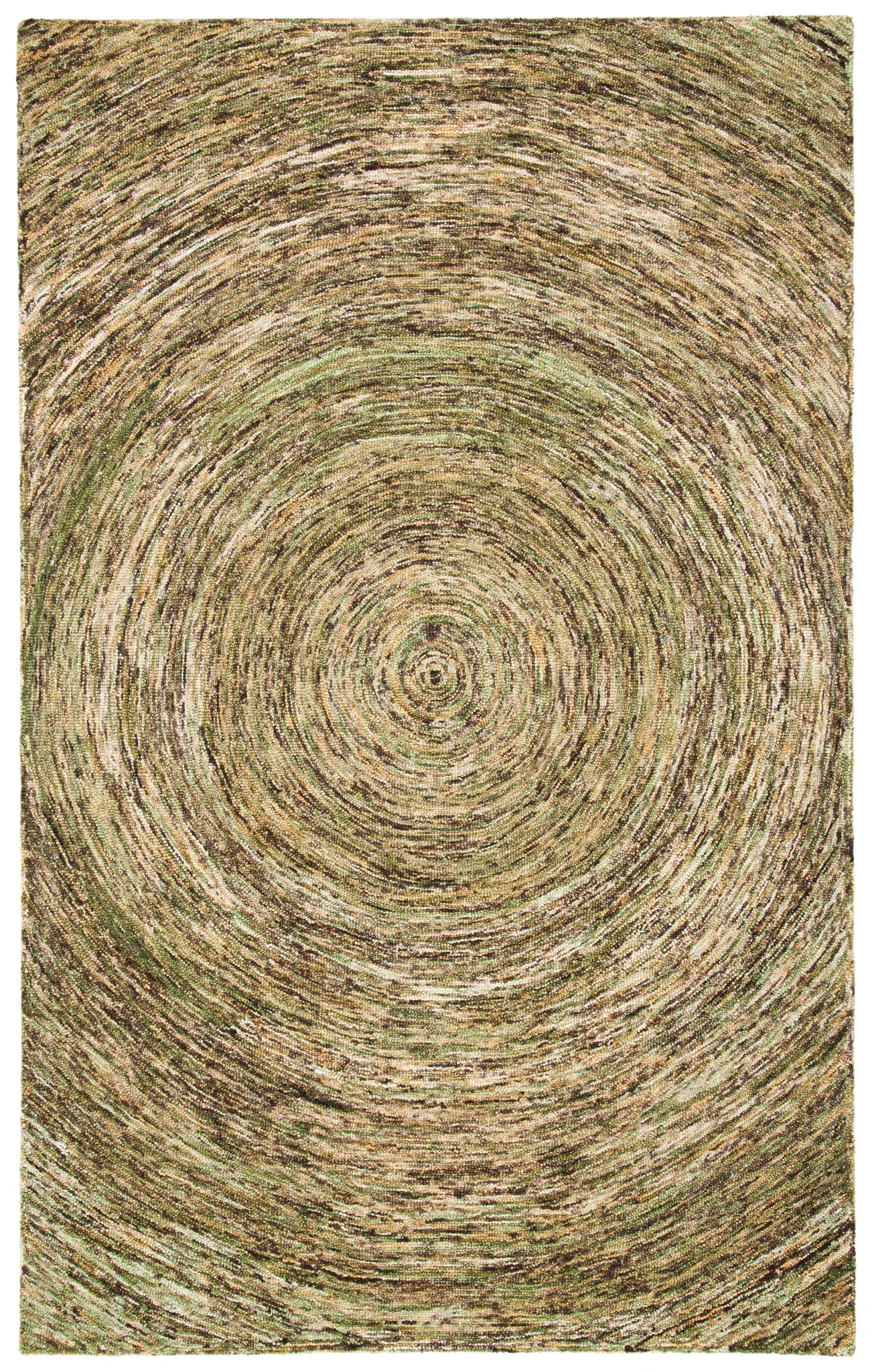 Ikat Modern Swirling Circles Hand-Tufted Wool Rug