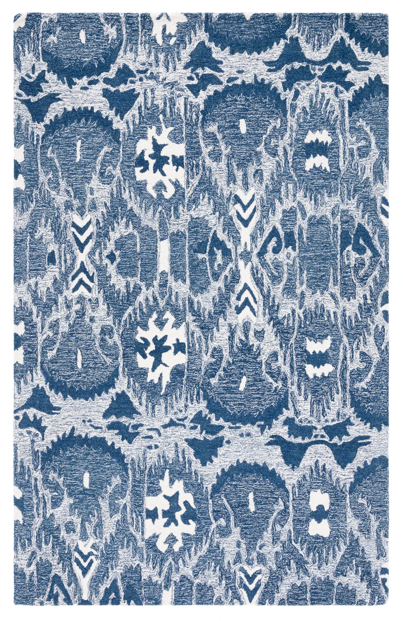 Ikat Bohemian Medallion Hand-Tufted Wool Rug