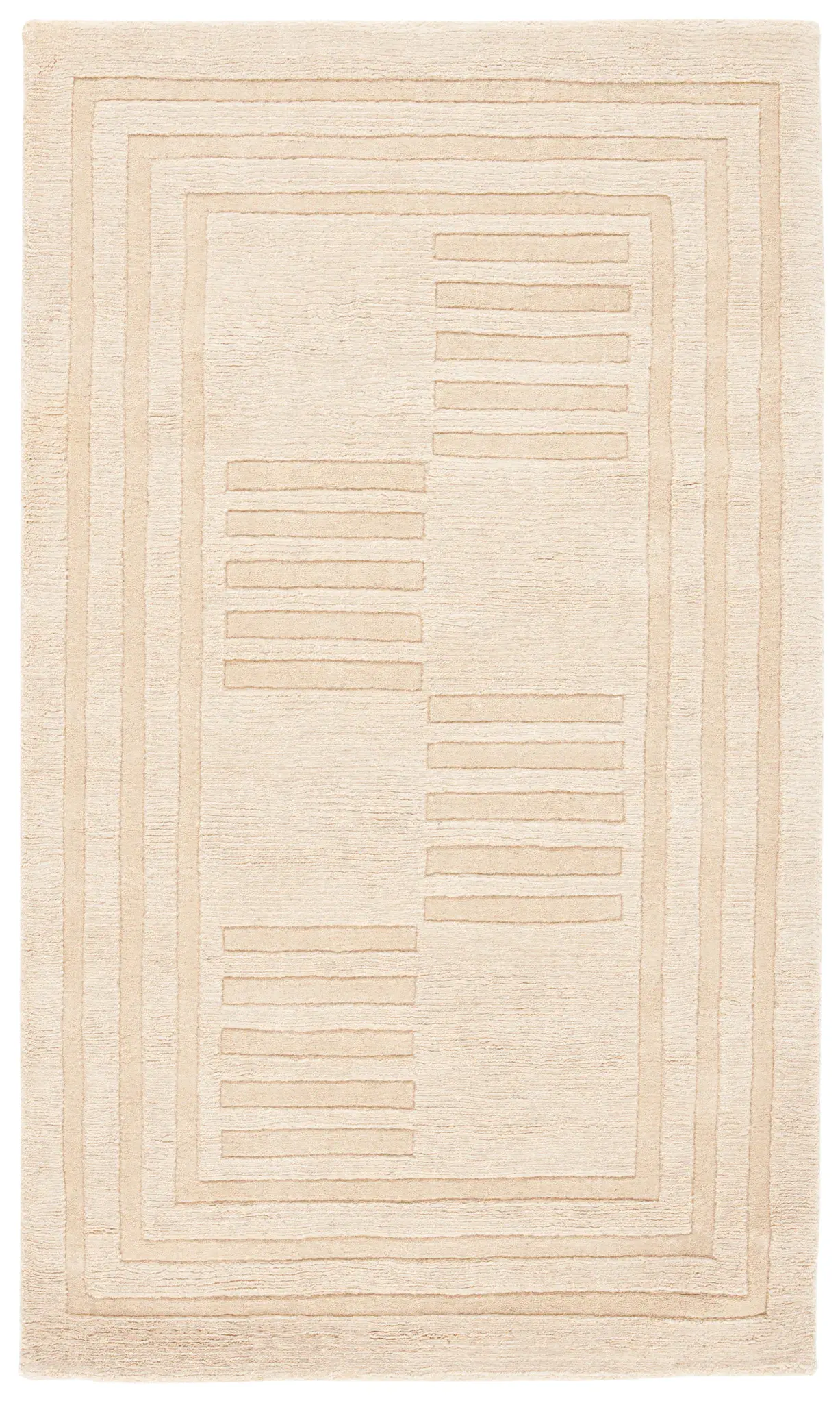 Impressions Carved Linear Border Hand-Loomed Wool Rug