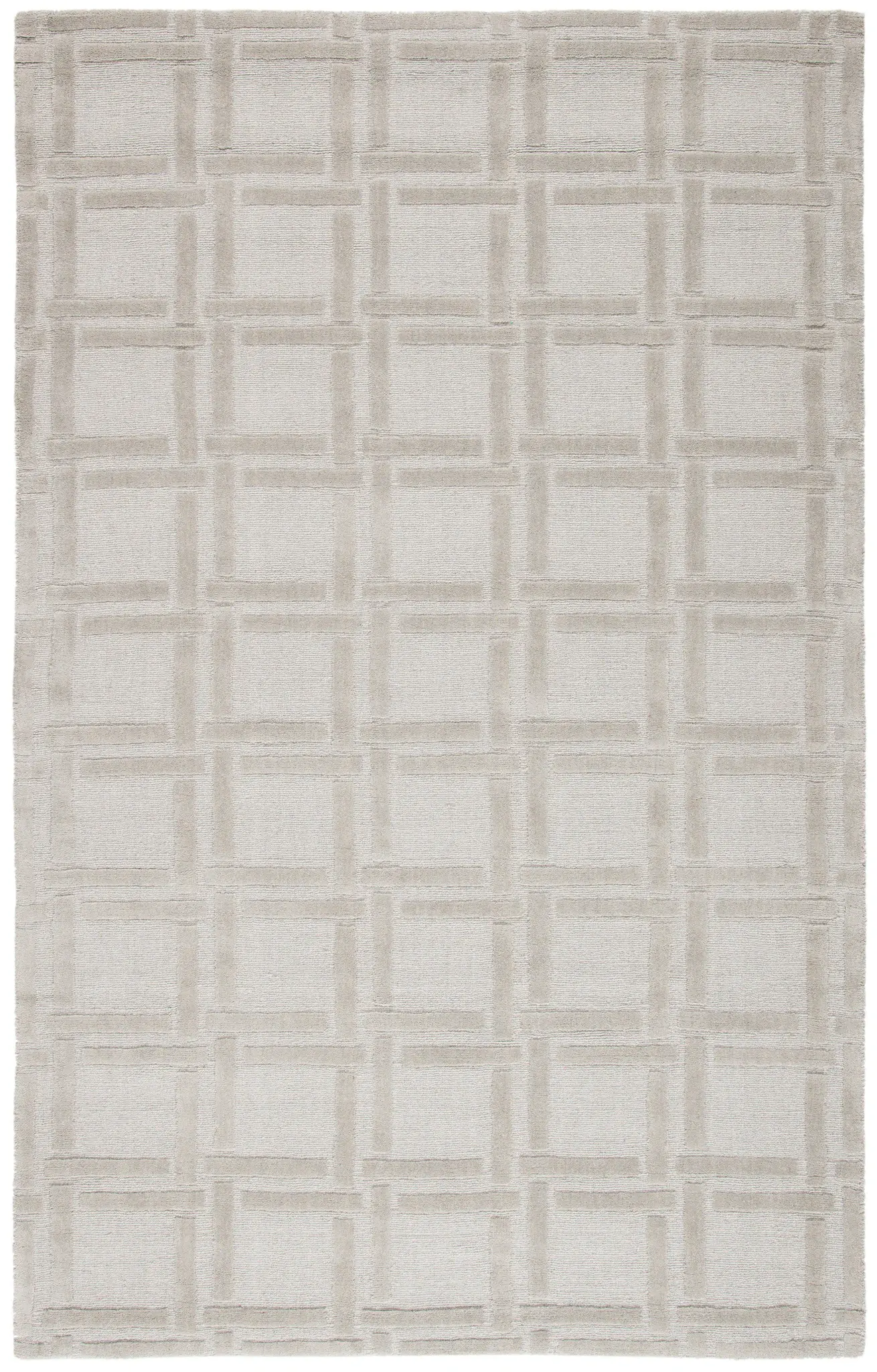 Impressions Basketweave Grid Hand-Loomed Wool Rug