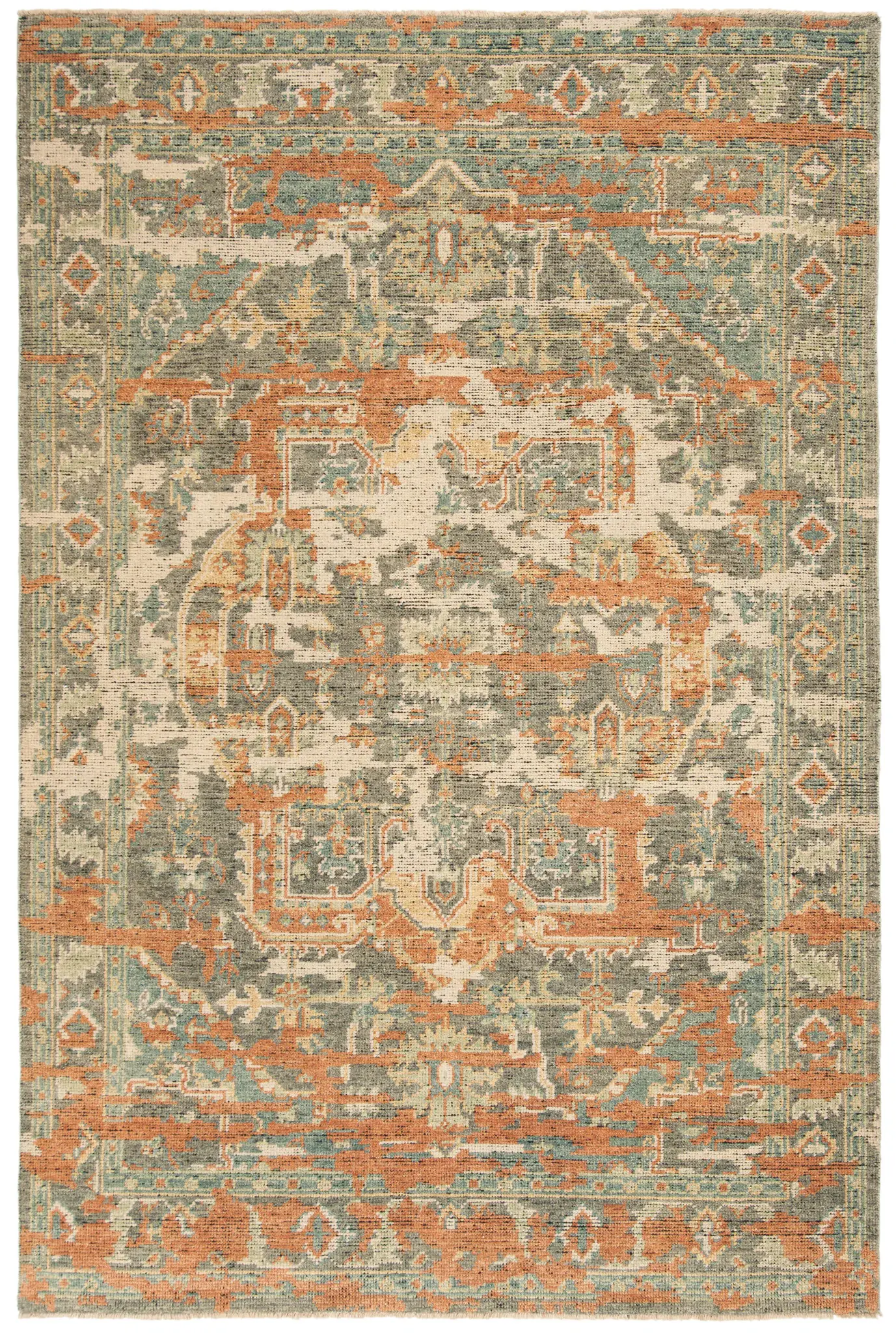 Izmir Eroded Medallion Hand-Knotted Wool Rug