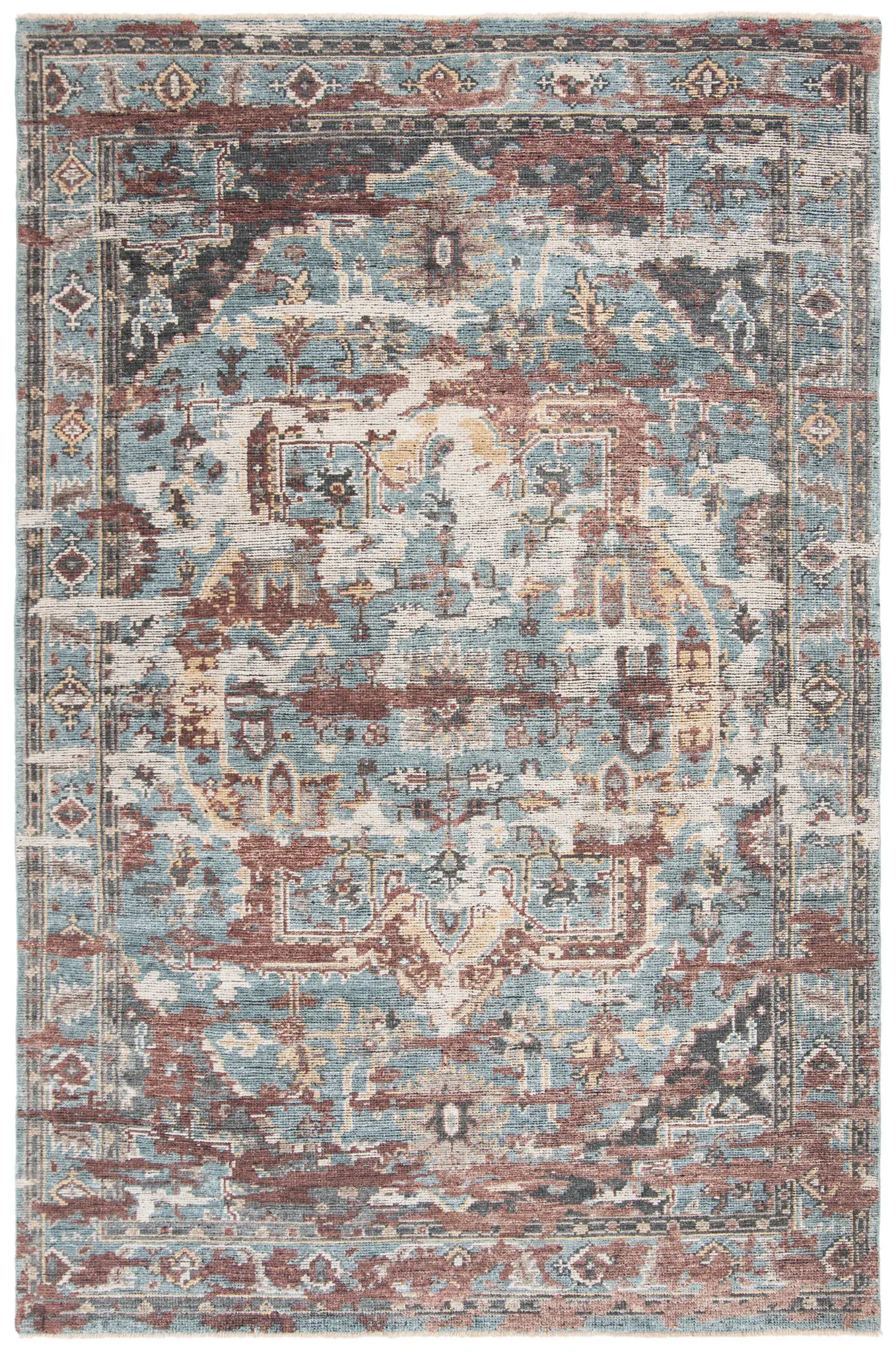 Izmir Eroded Medallion Hand-Knotted Wool Rug
