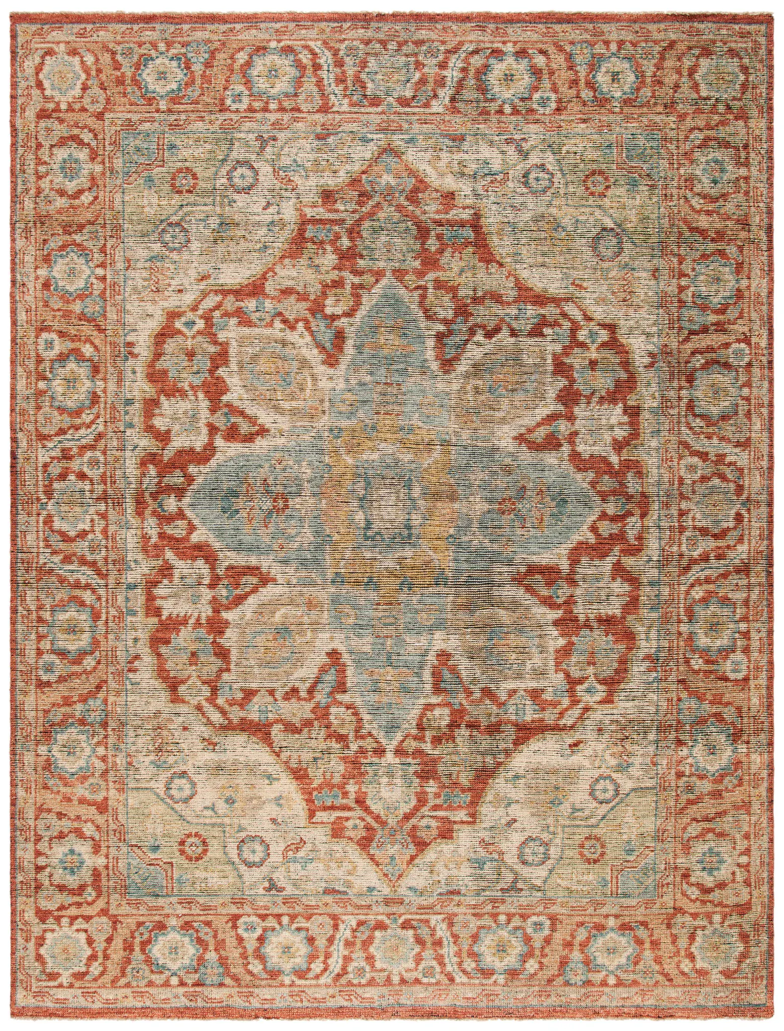 Izmir Faded Medallion Hand-Knotted Wool Rug