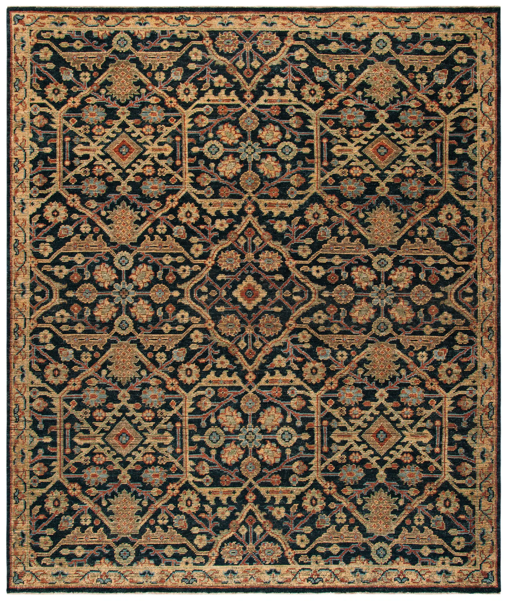 Izmir Floral Lattice Hand-Knotted Wool Rug