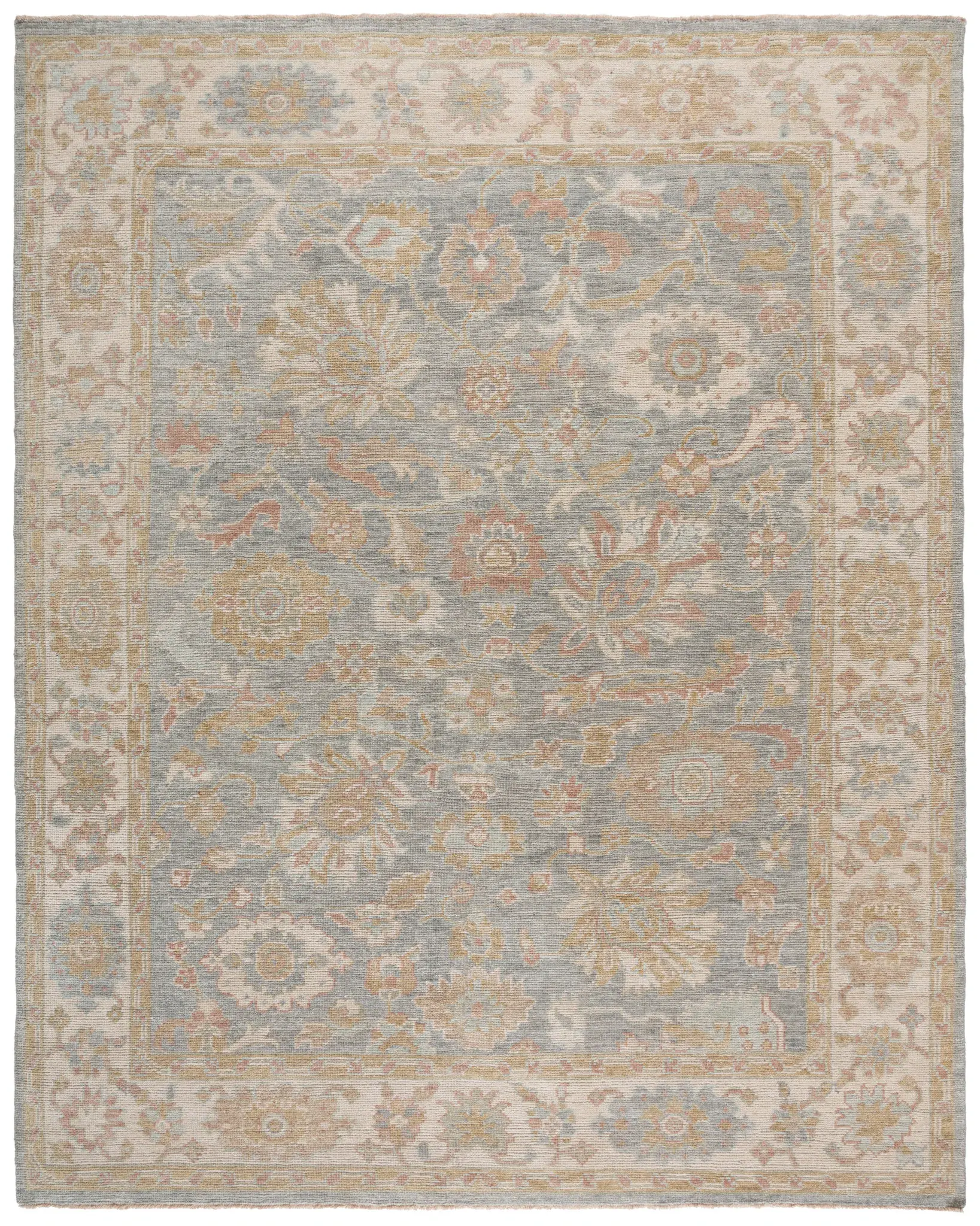 Izmir Floral Border Hand-Knotted Rug