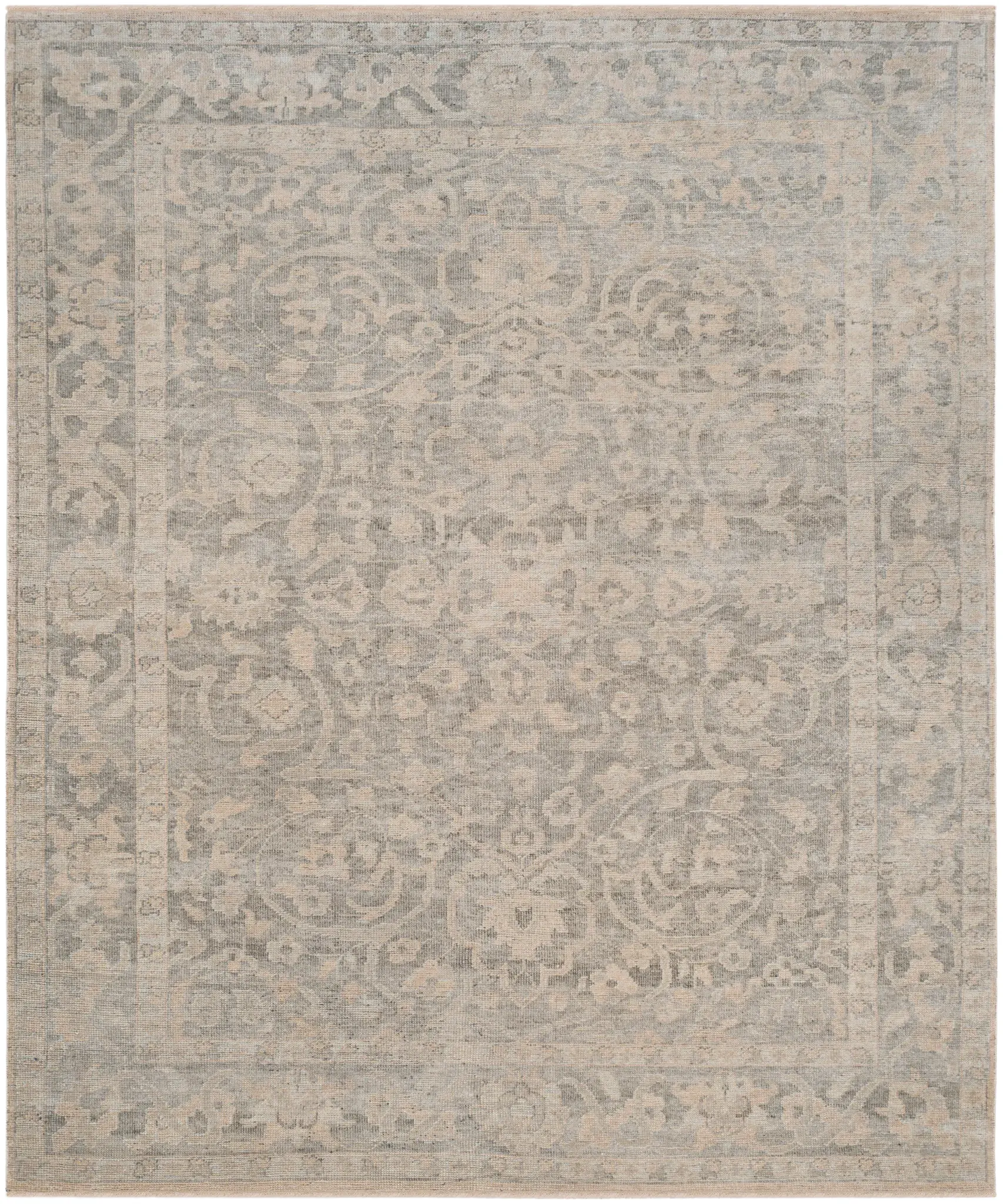 Izmir Faded Vine And Border Hand-Knotted Wool Rug