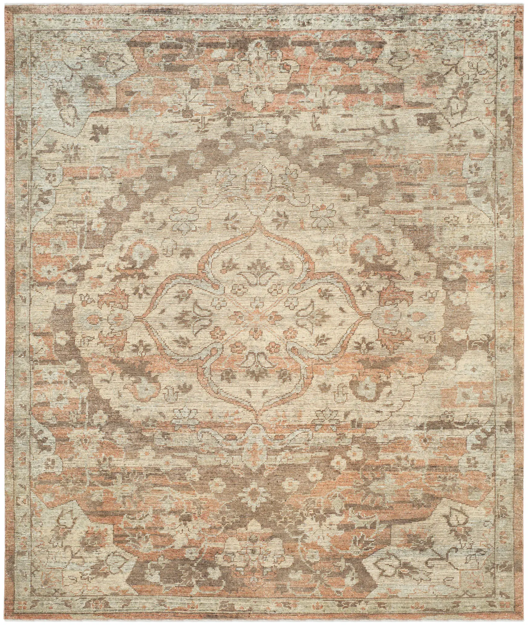 Izmir Weathered Medallion Hand-Knotted Wool Rug