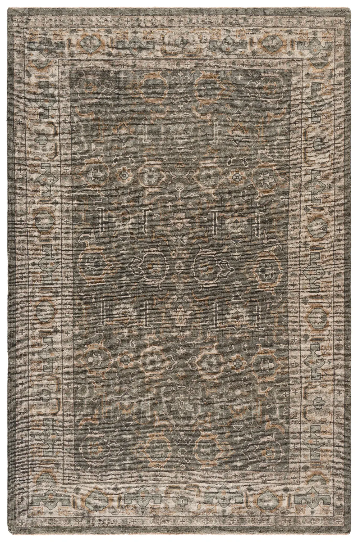Izmir Bordered Floral Hand-Knotted Wool Rug