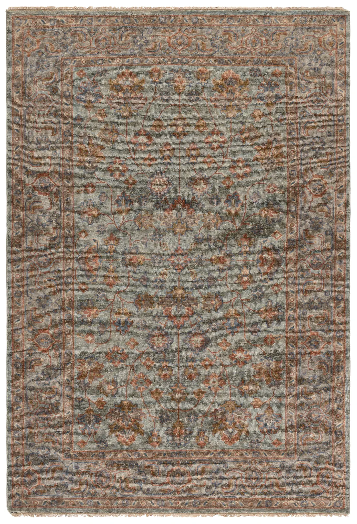 Izmir Faded Palmette Hand-Knotted Wool Rug