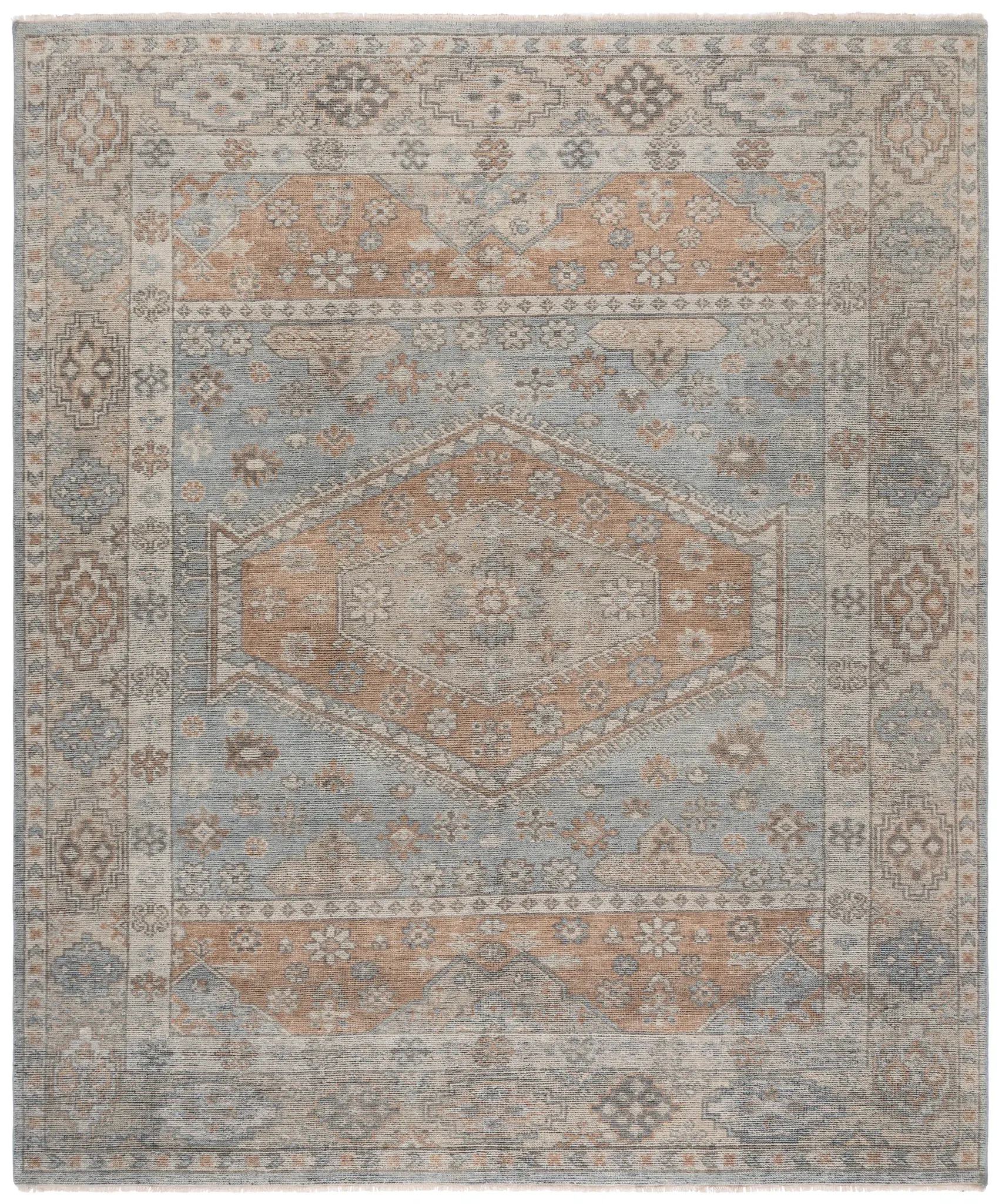 Izmir Distressed Medallion Hand-Knotted Wool Rug