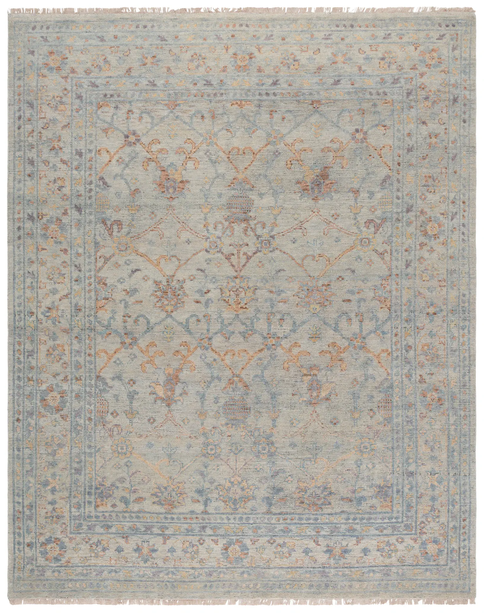 Izmir Floral Trellis Hand-Knotted Wool Rug