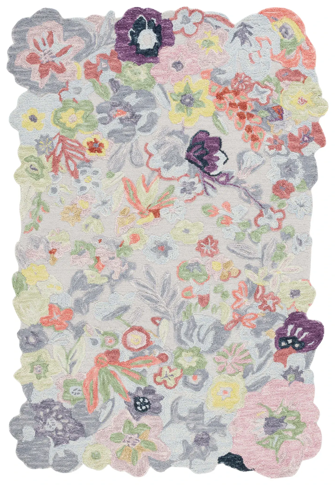 Jardin Scalloped Ditsy Floral Hand-Tufted Wool Rug