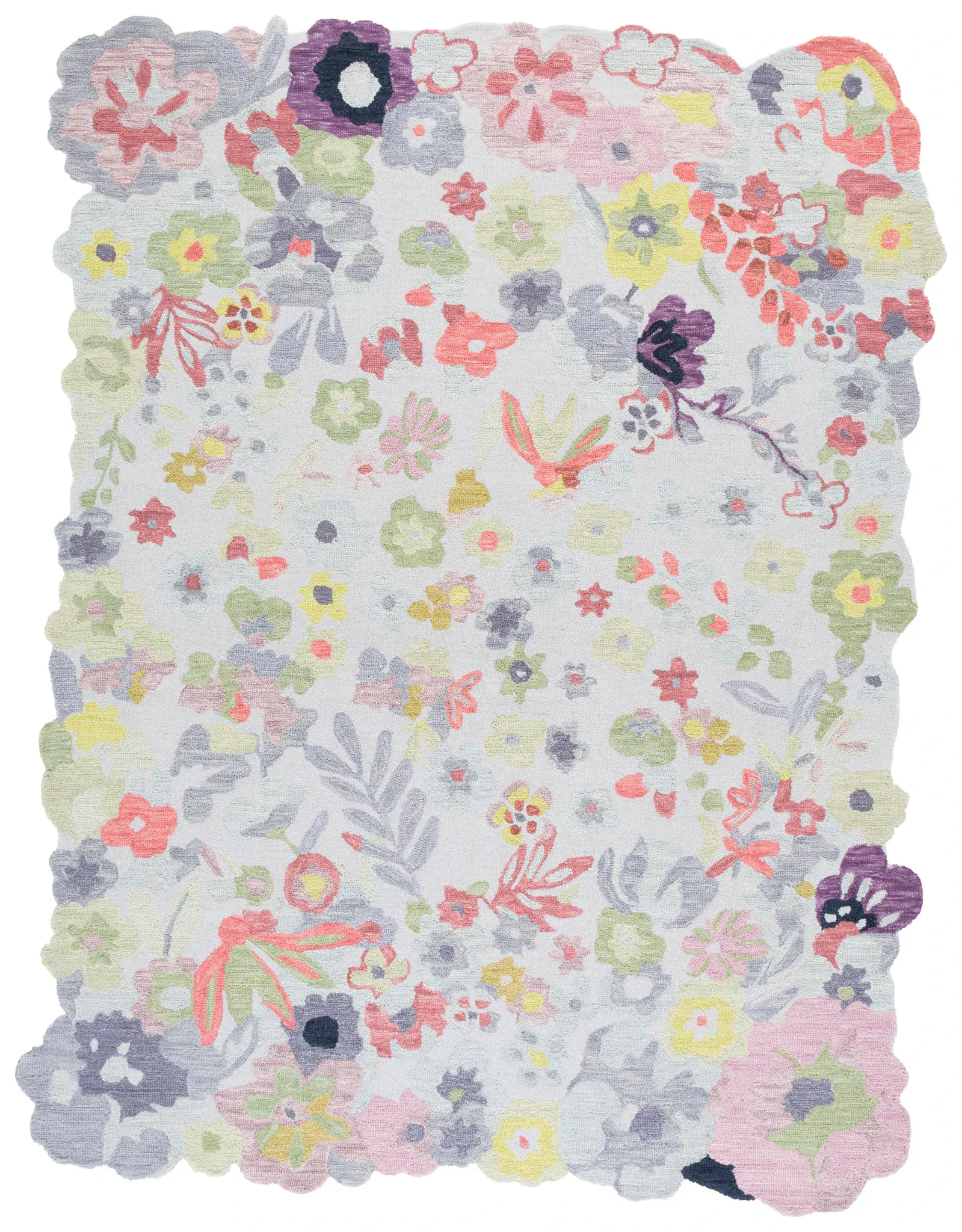 Jardin Scalloped Ditsy Floral Hand-Tufted Wool Rug