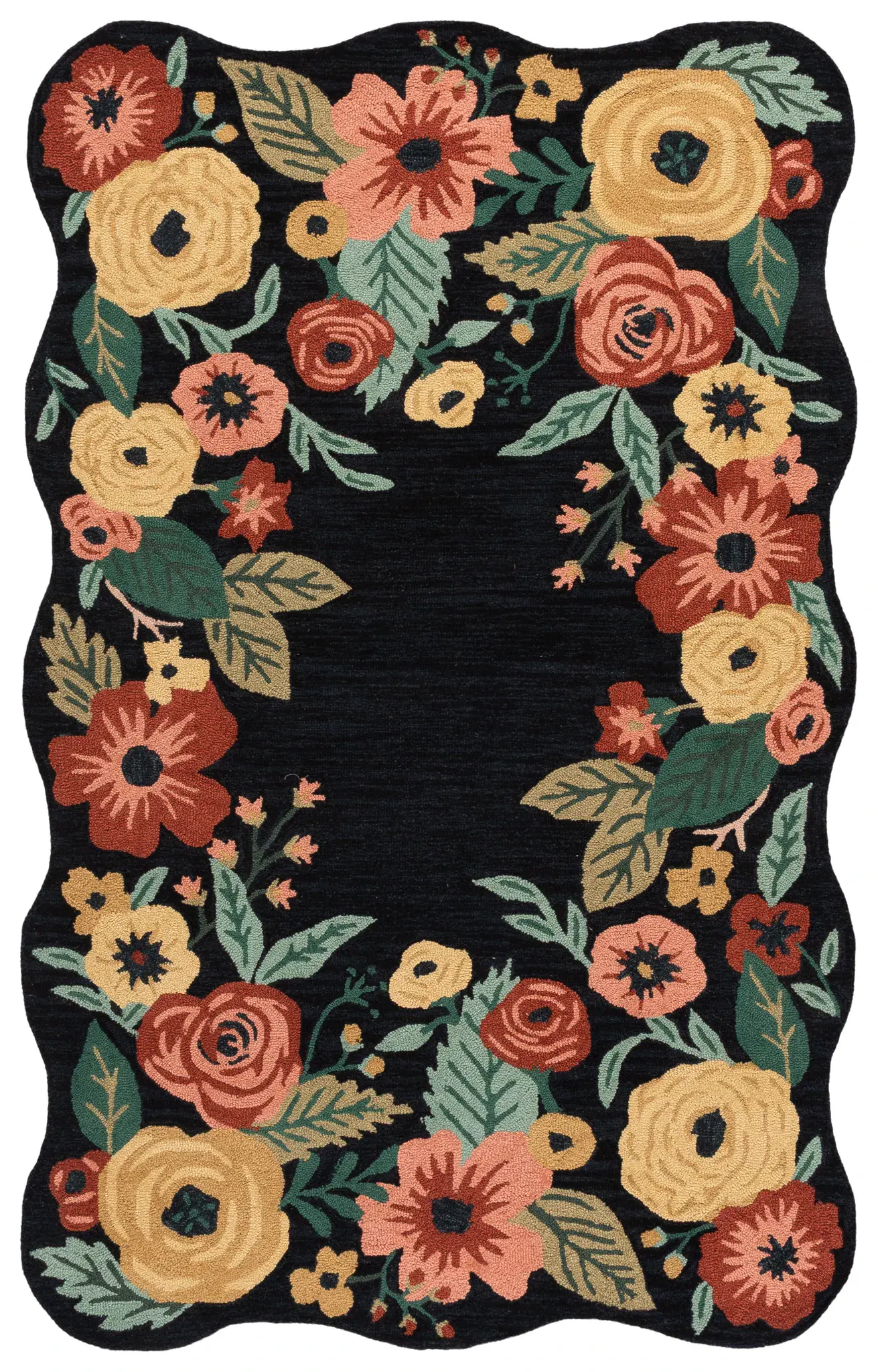 Jardin Scalloped Rose Border Hand-Tufted Wool Rug