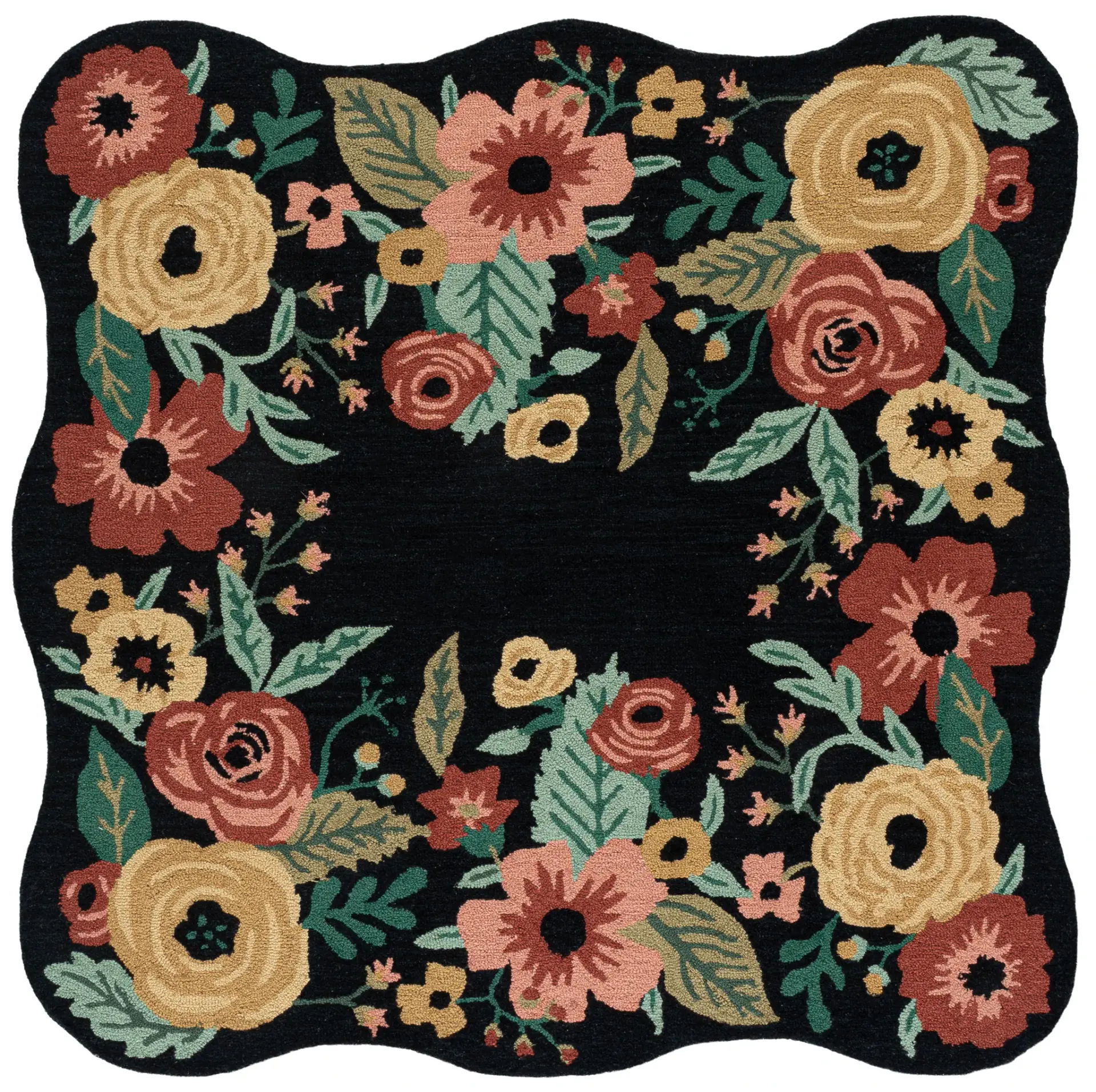Jardin Scalloped Rose Border Hand-Tufted Wool Rug