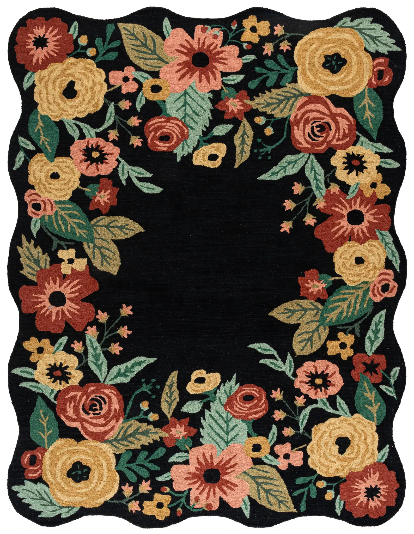 Jardin Scalloped Rose Border Hand-Tufted Wool Rug