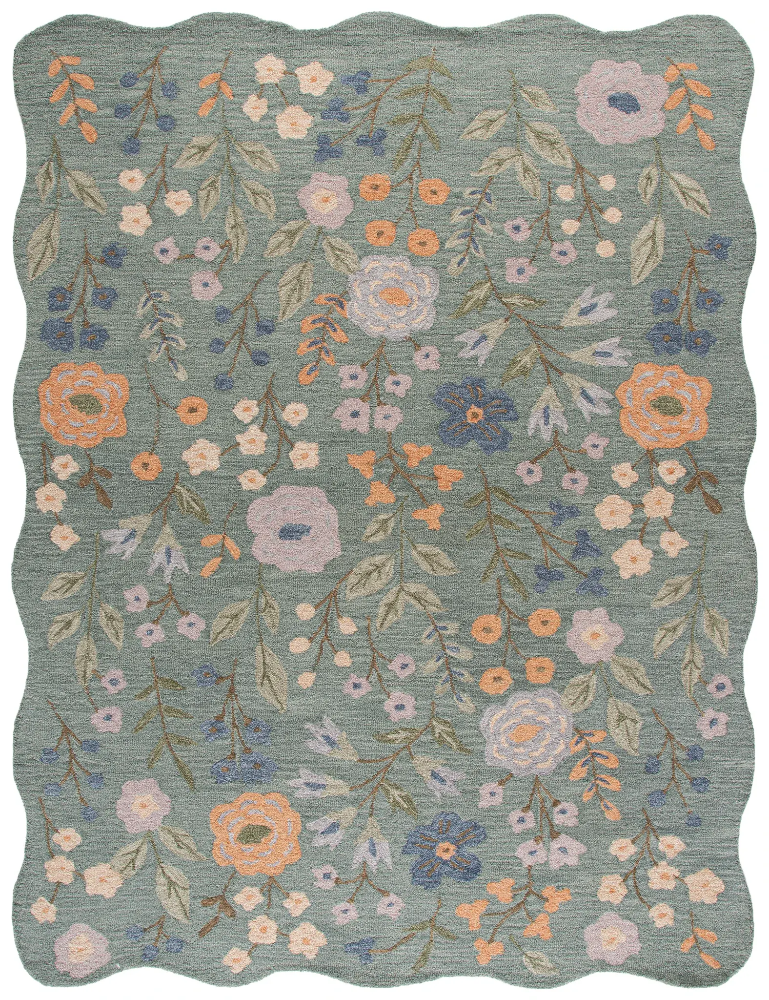 Jardin Scalloped Wildflower Vine Hand-Tufted Wool Rug