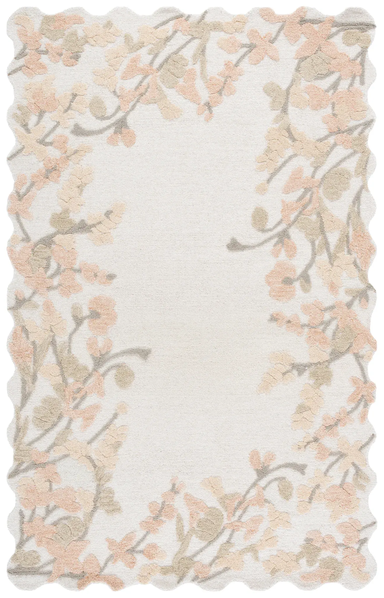 Jardin Scalloped Branch Border Hand-Tufted Wool Rug